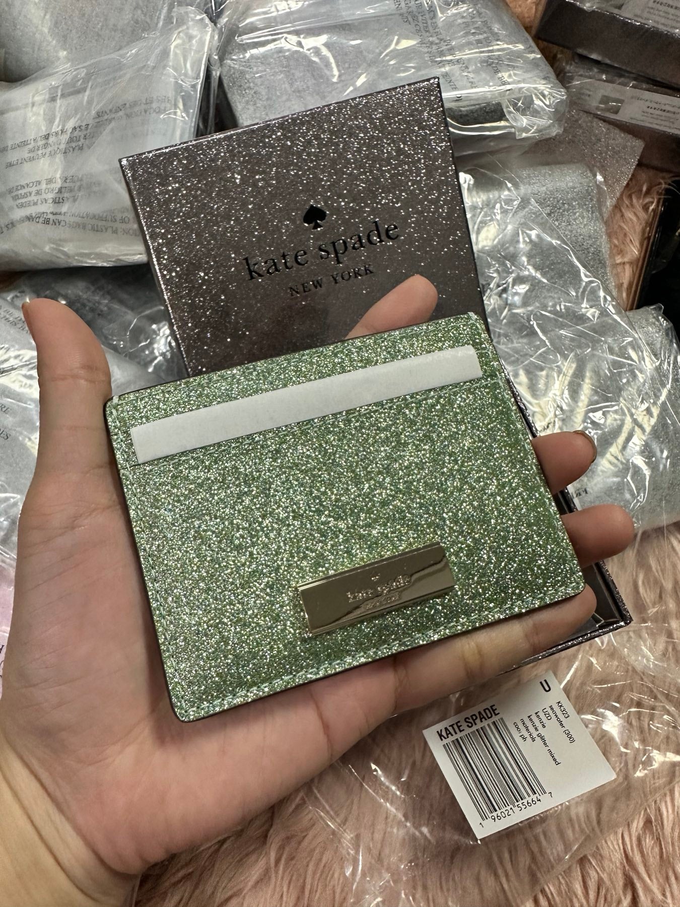 ORIG & IMPORTED KS Kenzie Boxed Small Cardholder Wallet in Black Seawater Green