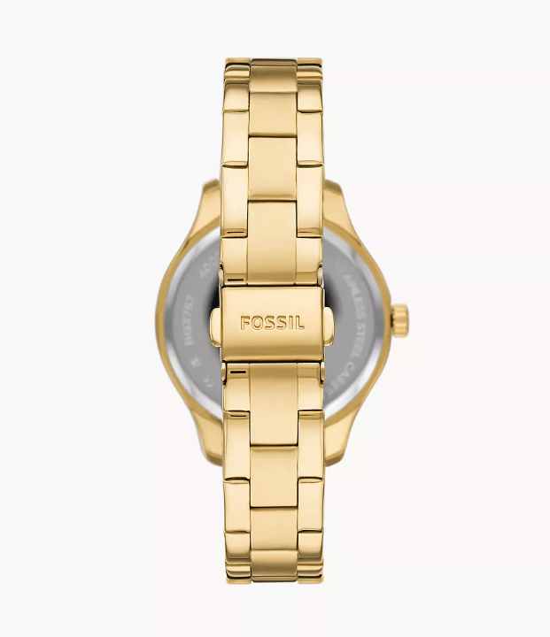 AUTHENTIC/ORIGINAL Preloved Rye Multifunction Gold-Tone Stainless Steel Women Watch
