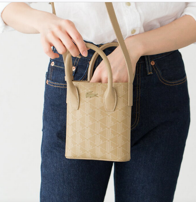 AUTHENTIC/ORIGINAL Preloved Lacoste Vertical Mini Bag Viennois Beige
