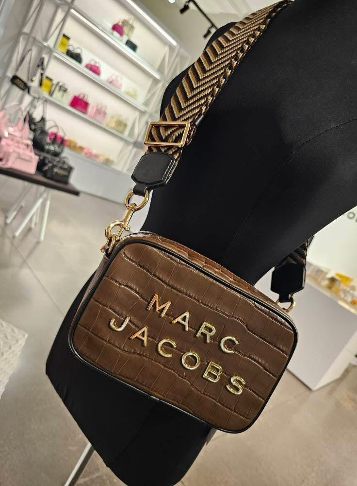 ORIG & IMPORTED Marc Jacobs Croc-Embossed Flash Crossbody Camera Bag in Dark Brown