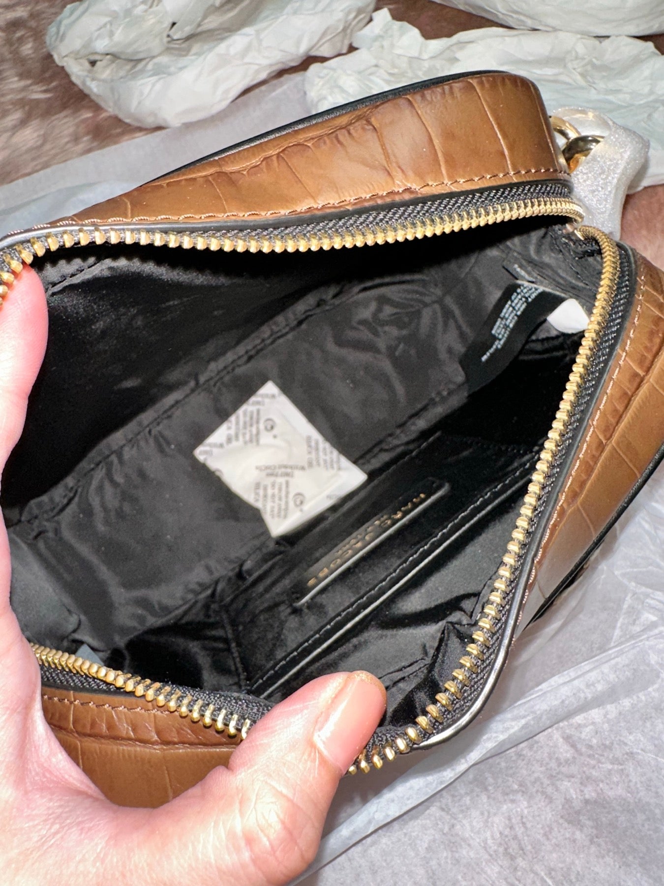ORIG & IMPORTED Marc Jacobs Croc-Embossed Flash Crossbody Camera Bag in Dark Brown