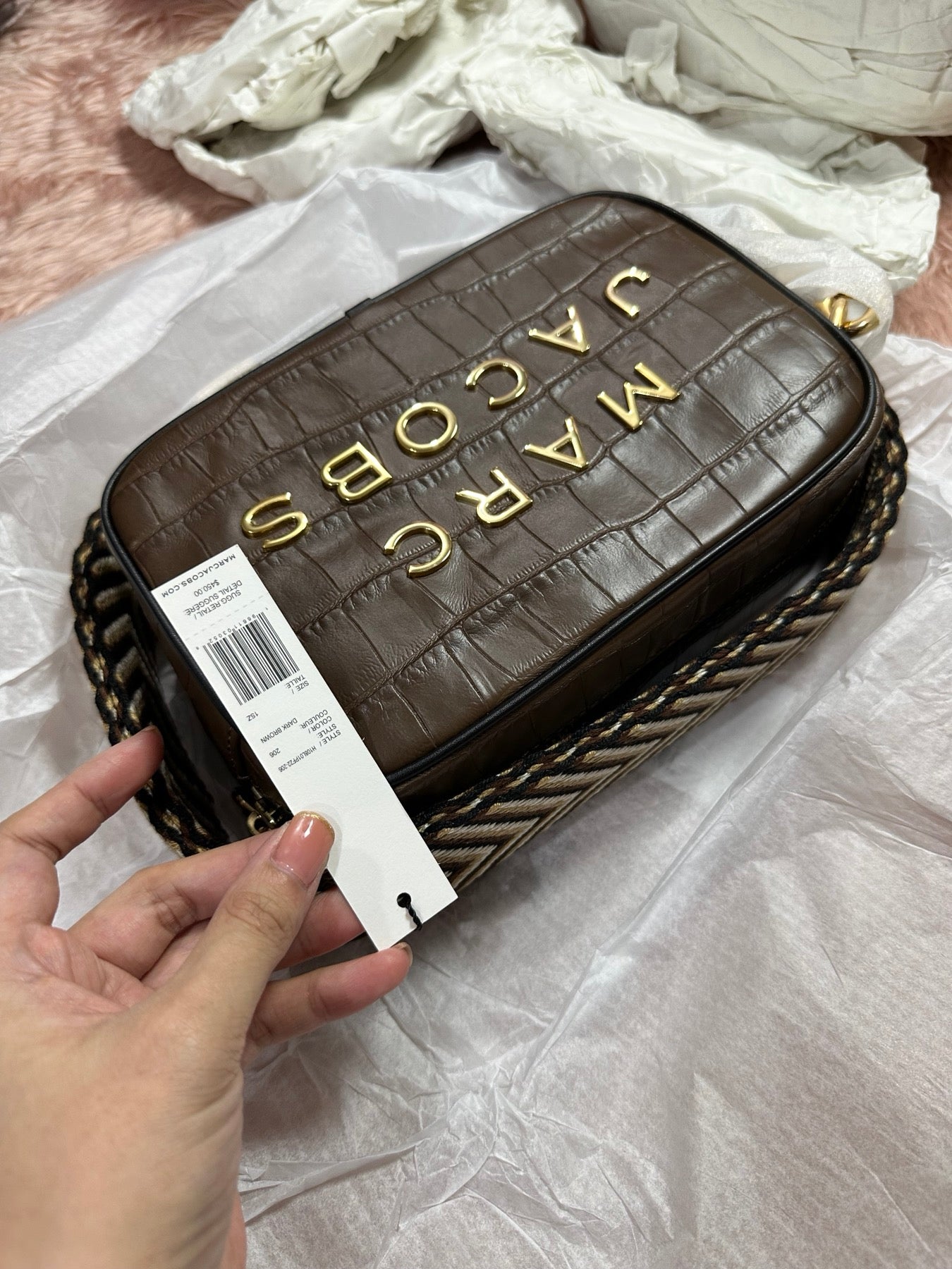 ORIG & IMPORTED Marc Jacobs Croc-Embossed Flash Crossbody Camera Bag in Dark Brown