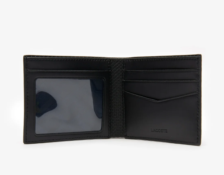 ORIG & IMPORTED Lacoste Chantaco Piqué Leather 3 Card Men's Wallet Black