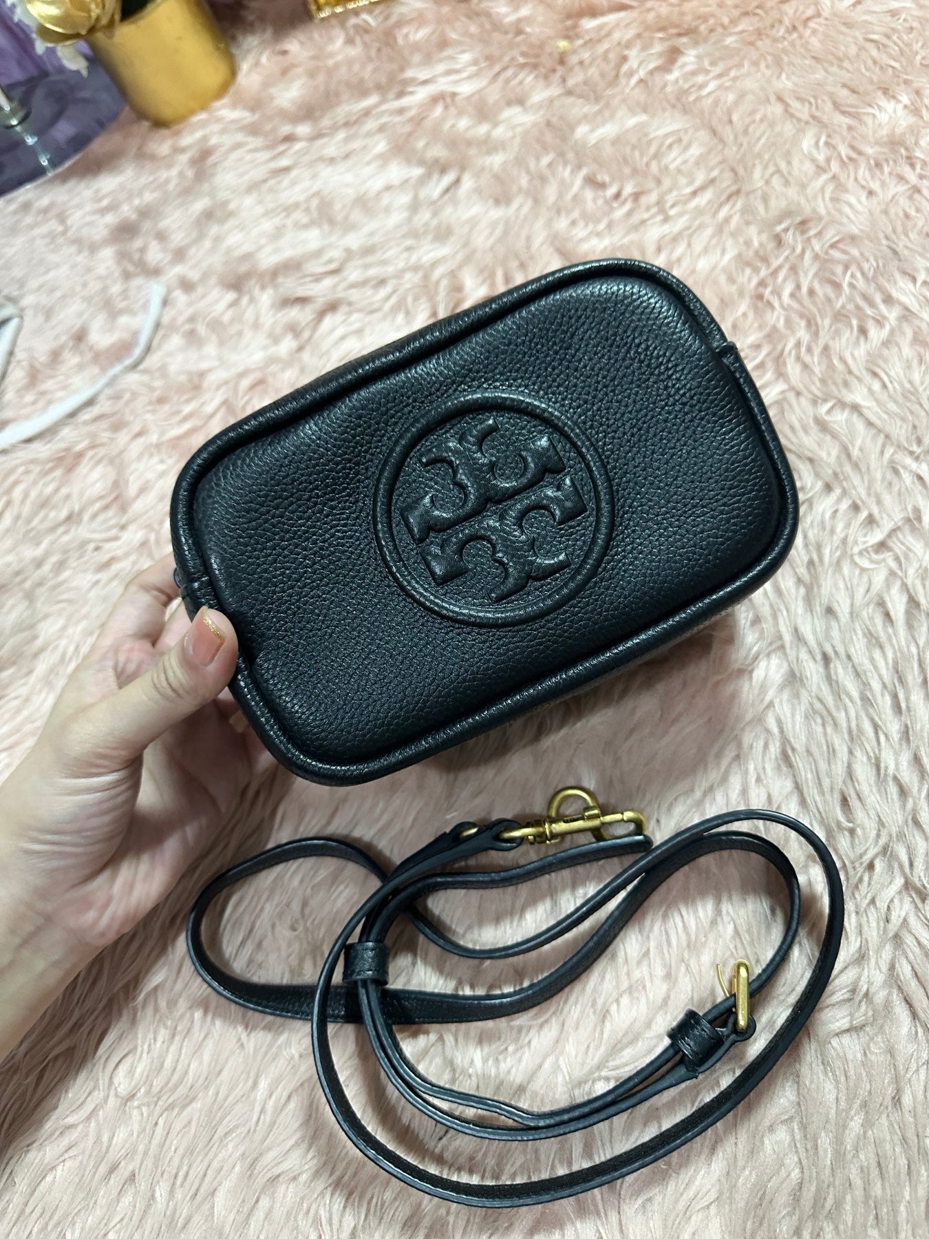 AUTHENTIC/ORIGINAL Preloved Tory Burch Perry Bombe Mini Bag Black