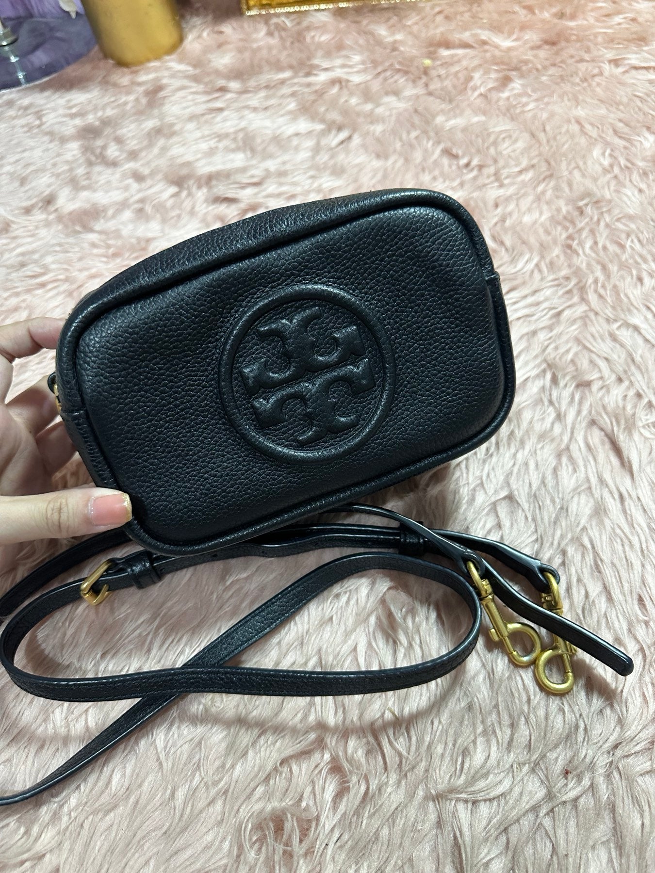 AUTHENTIC/ORIGINAL Preloved Tory Burch Perry Bombe Mini Bag Black