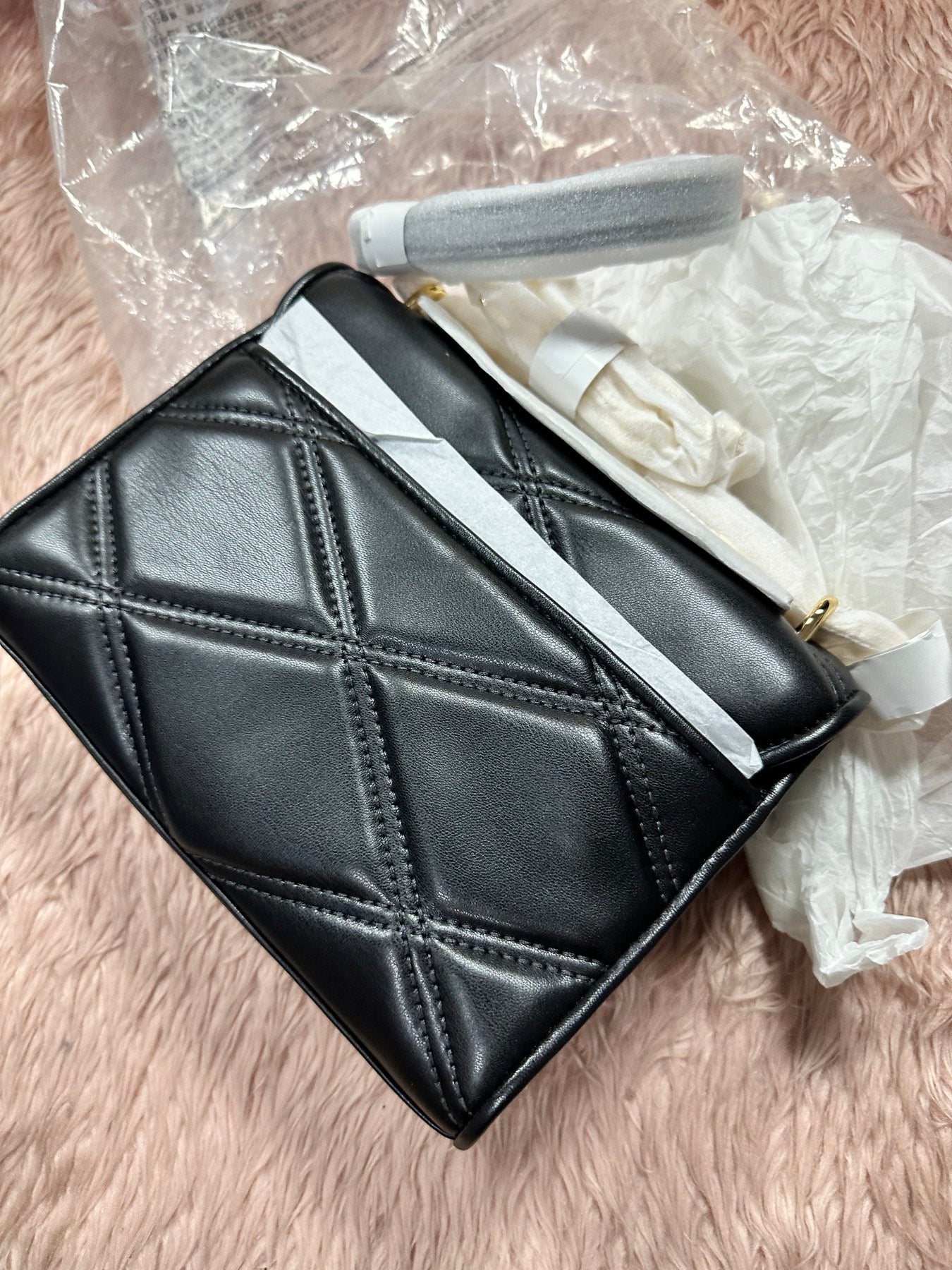 ORIG & IMPORTED MK Serena Medium Quilted Flap Shoulder Bag Black