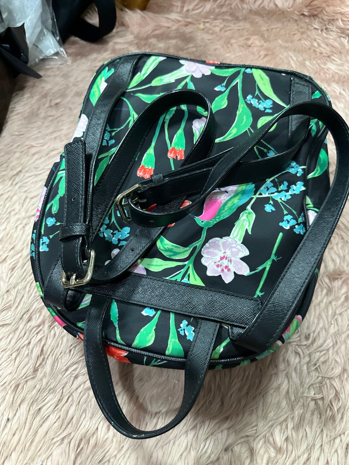 ORIG Preloved KATE SPADE KS Wilson Road Botanical Small Bradley Nylon Floral Green Backpack