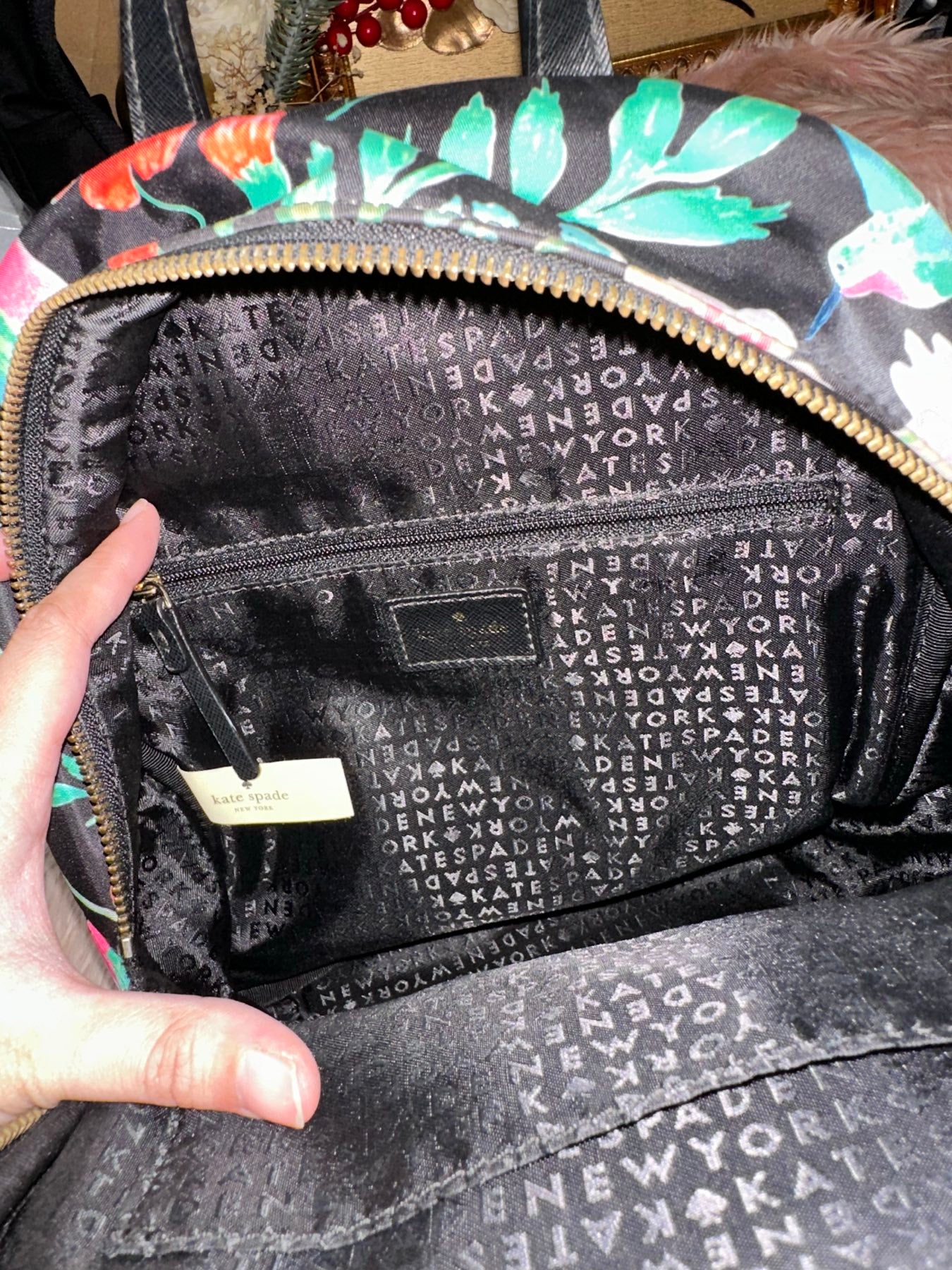 ORIG Preloved KATE SPADE KS Wilson Road Botanical Small Bradley Nylon Floral Green Backpack