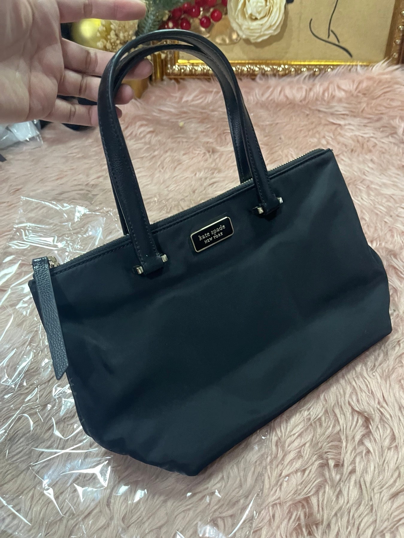 ORIG Preloved Kate Spade KS Dawn Insulated Tote Small Black Nylon Bag