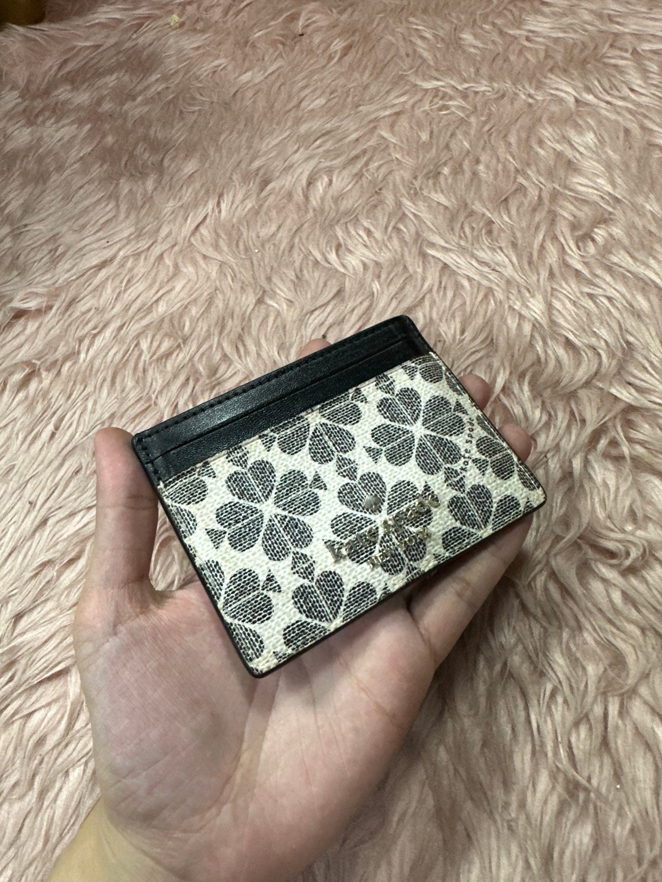 ORIG Preloved Kate Spade KS Spade Flower Small Slim Card Holder Wallet