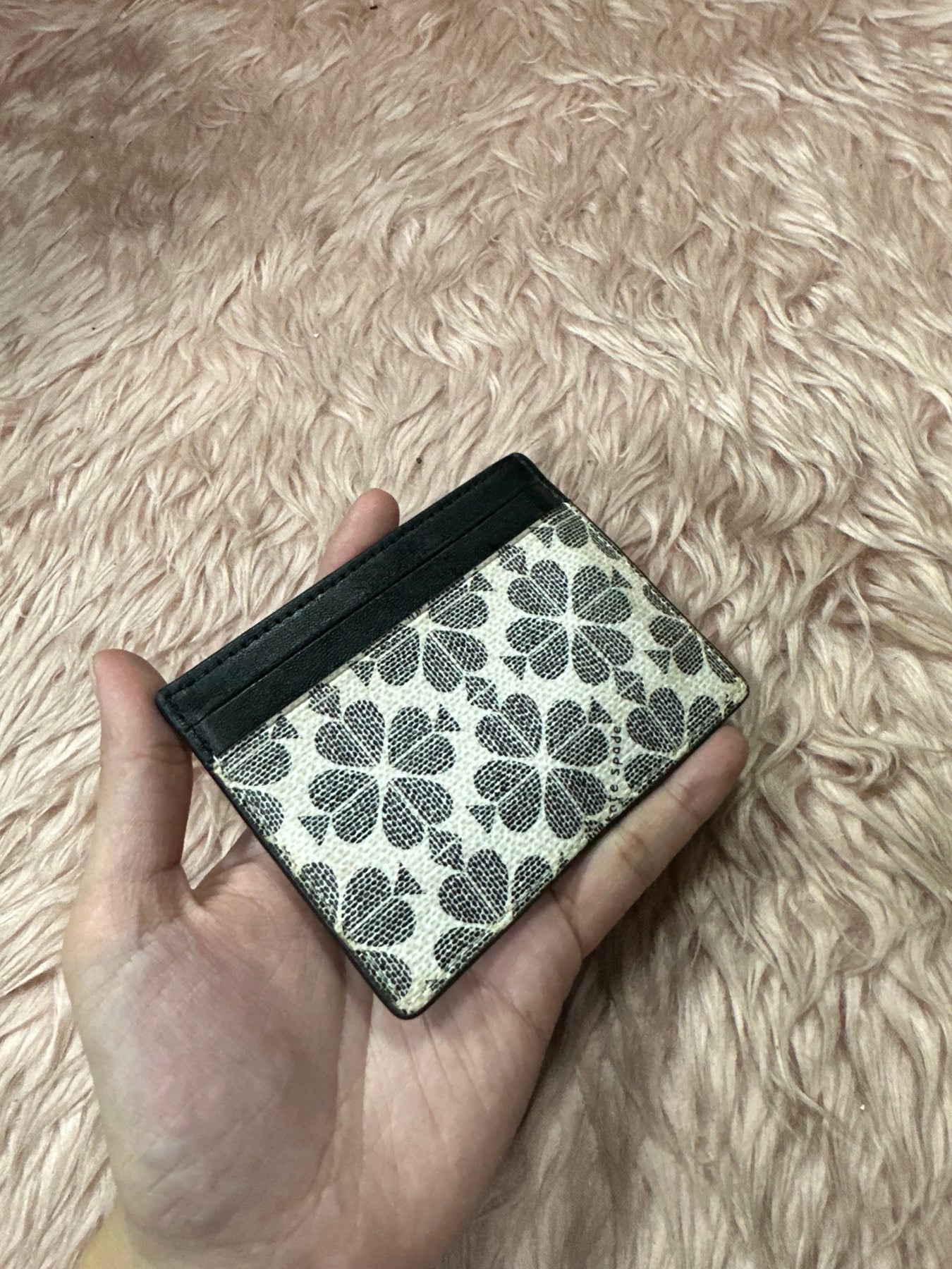 ORIG Preloved Kate Spade KS Spade Flower Small Slim Card Holder Wallet