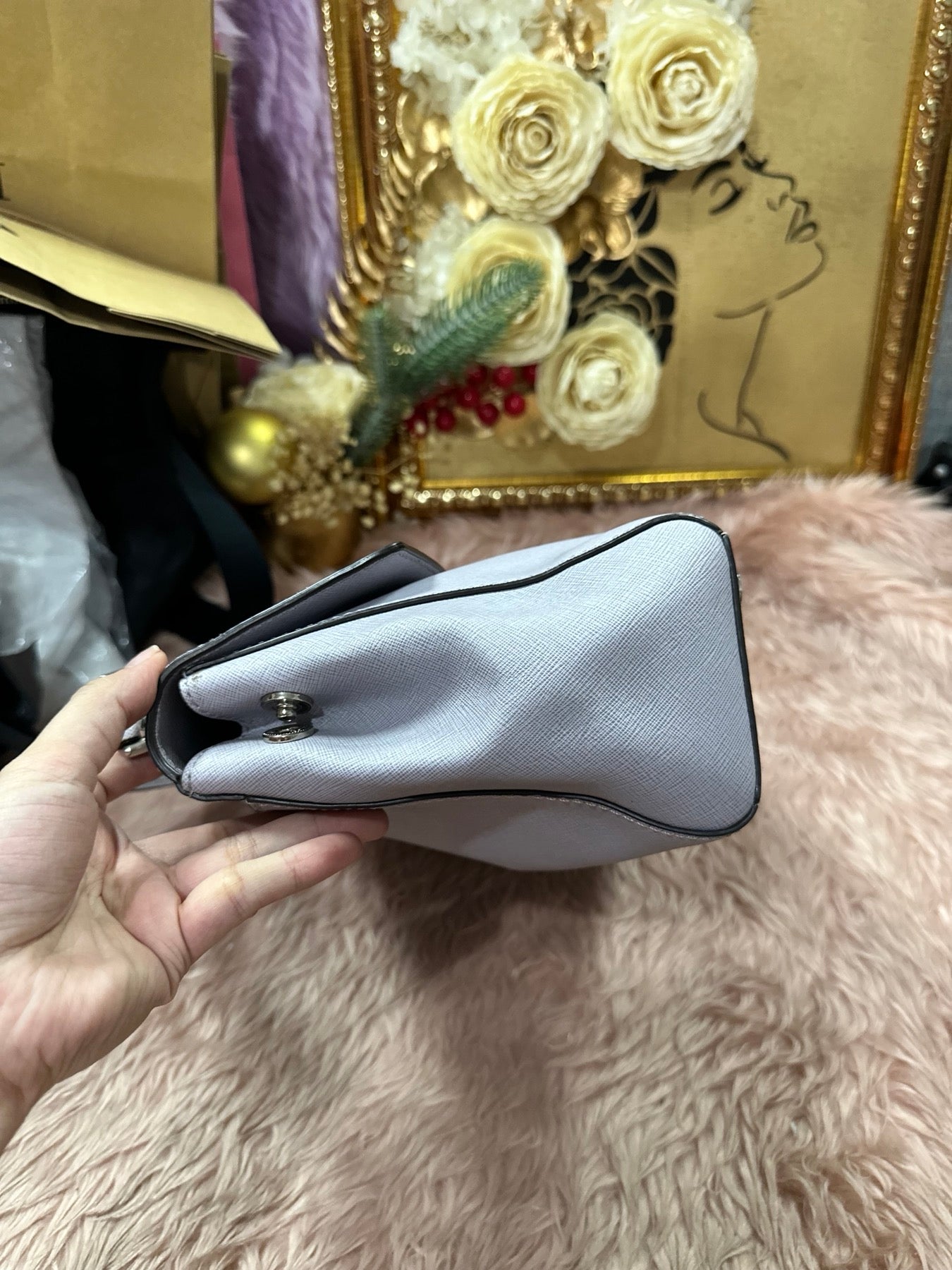 ORIG Preloved MICHAEL KORS MK Grey Medium Ava Top Handle Bag
