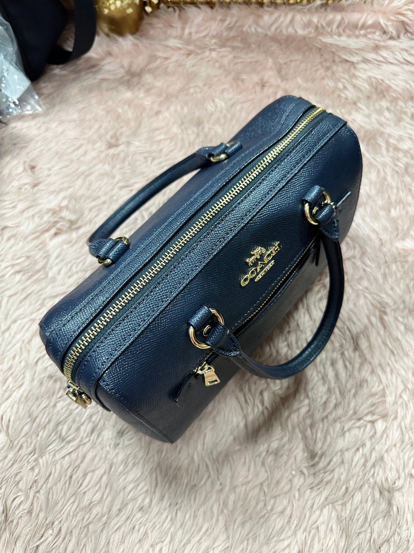 ORIG Preloved COACH Rowan Satchel Bag Navy Blue
