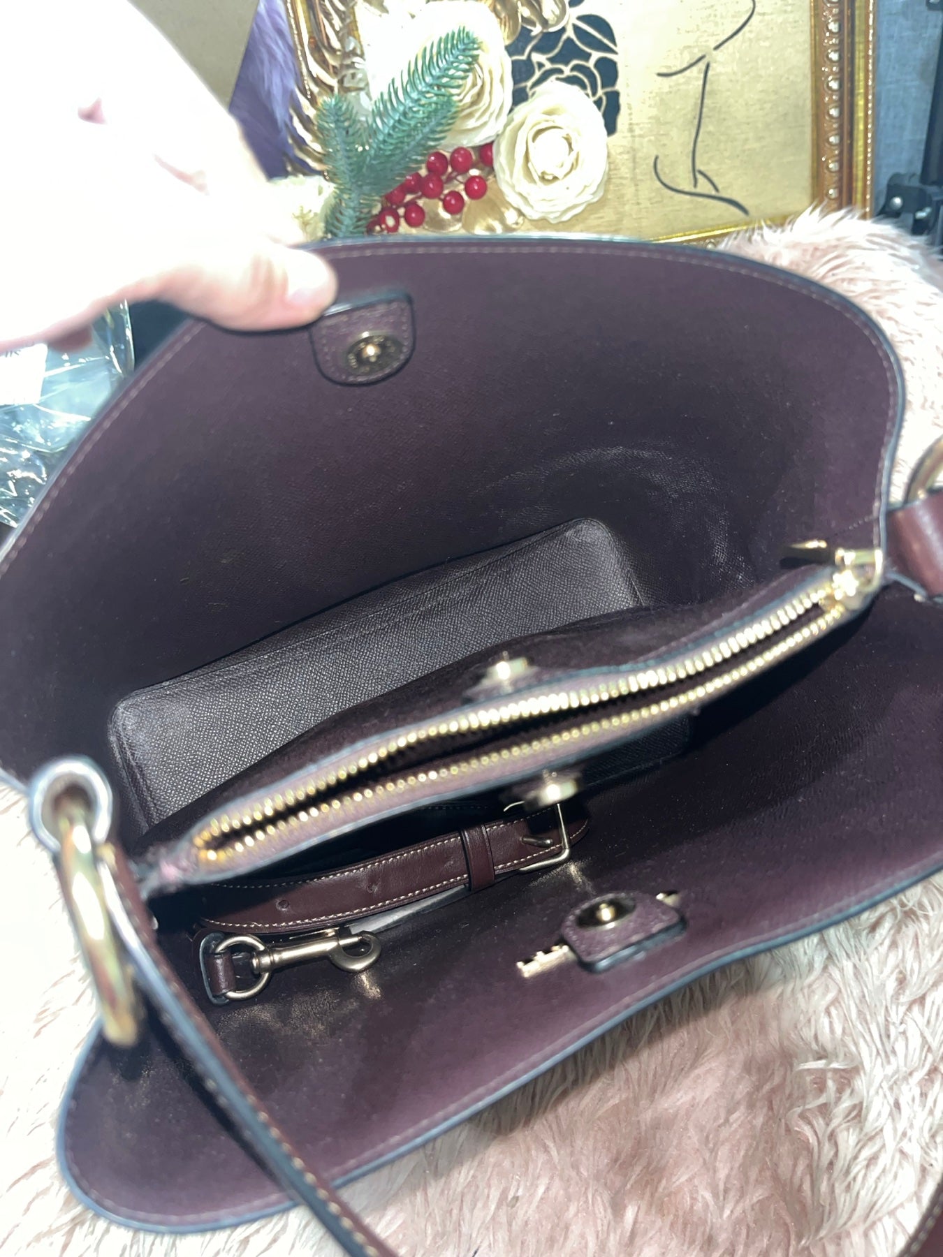 ORIG Preloved COACH Town Bucket Bag In Signature Canvas With Star Print Brown Bag