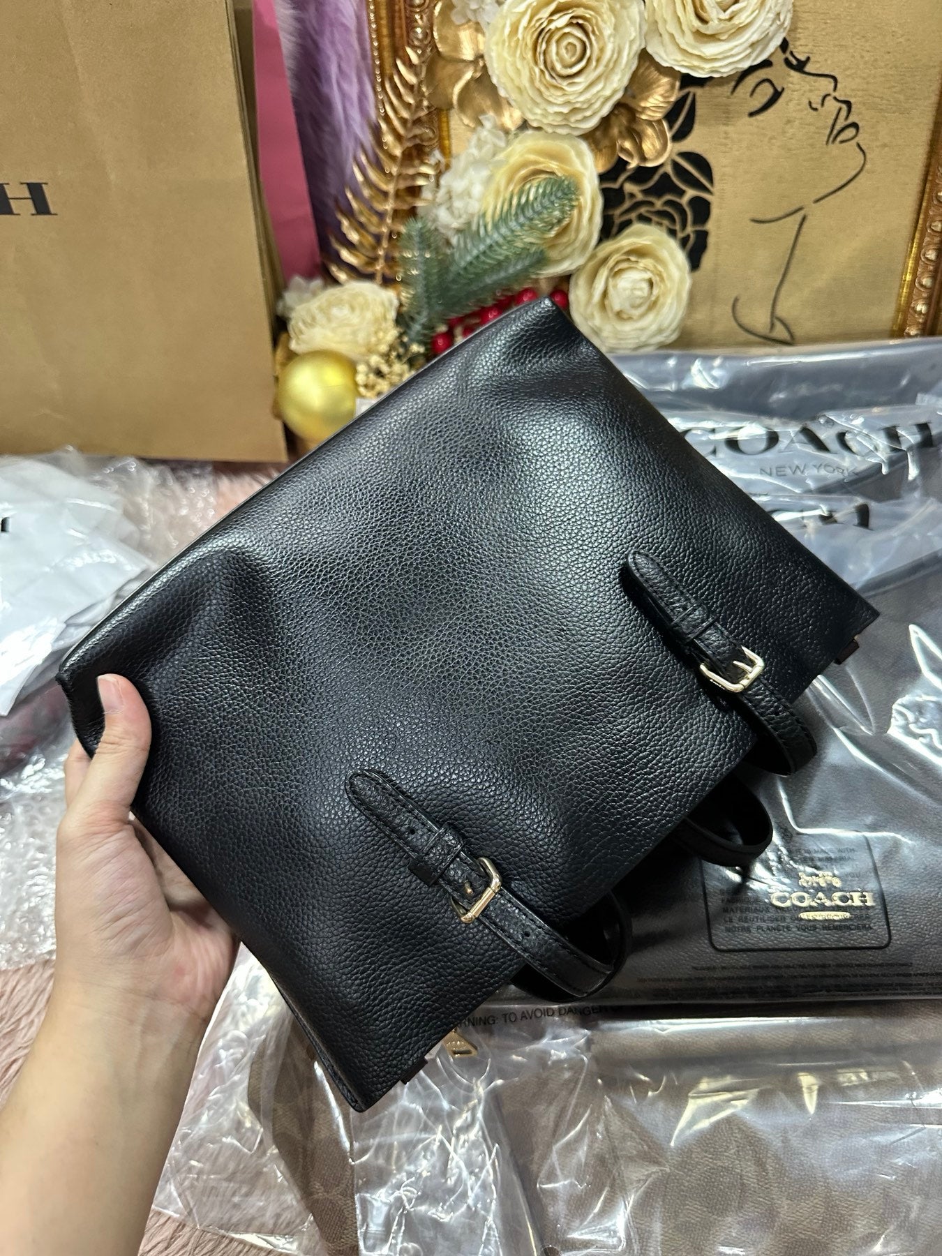 ORIG Preloved COACH Mollie Tote 25 Black Bag