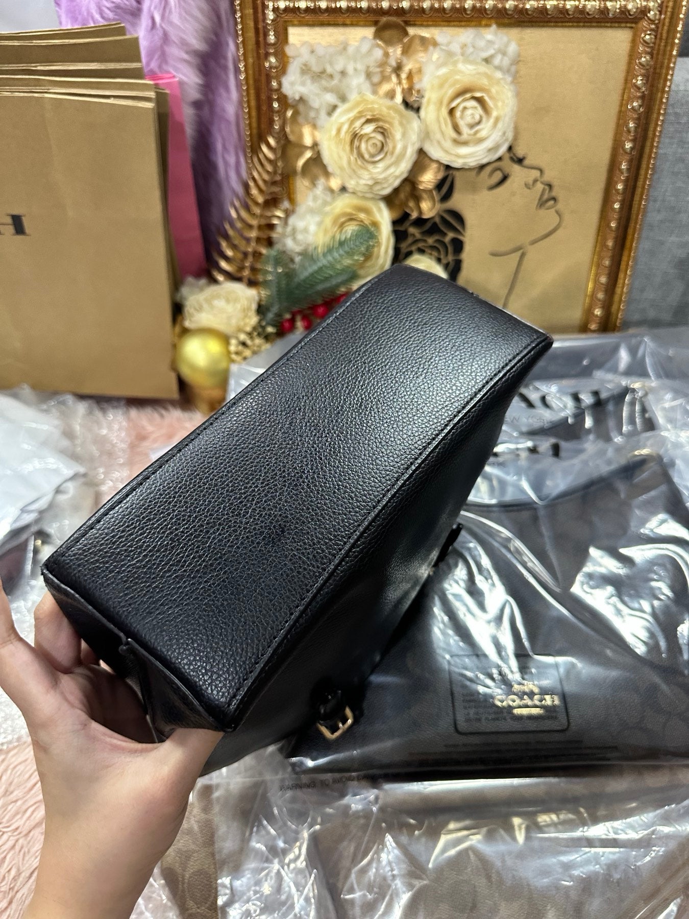 ORIG Preloved COACH Mollie Tote 25 Black Bag