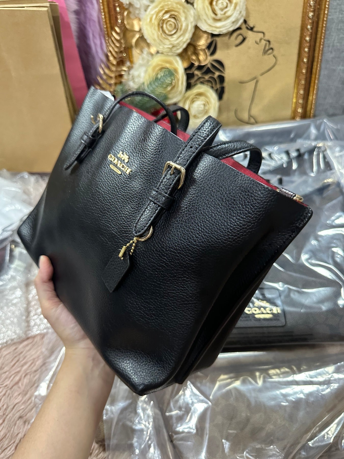 ORIG Preloved COACH Mollie Tote 25 Black Bag