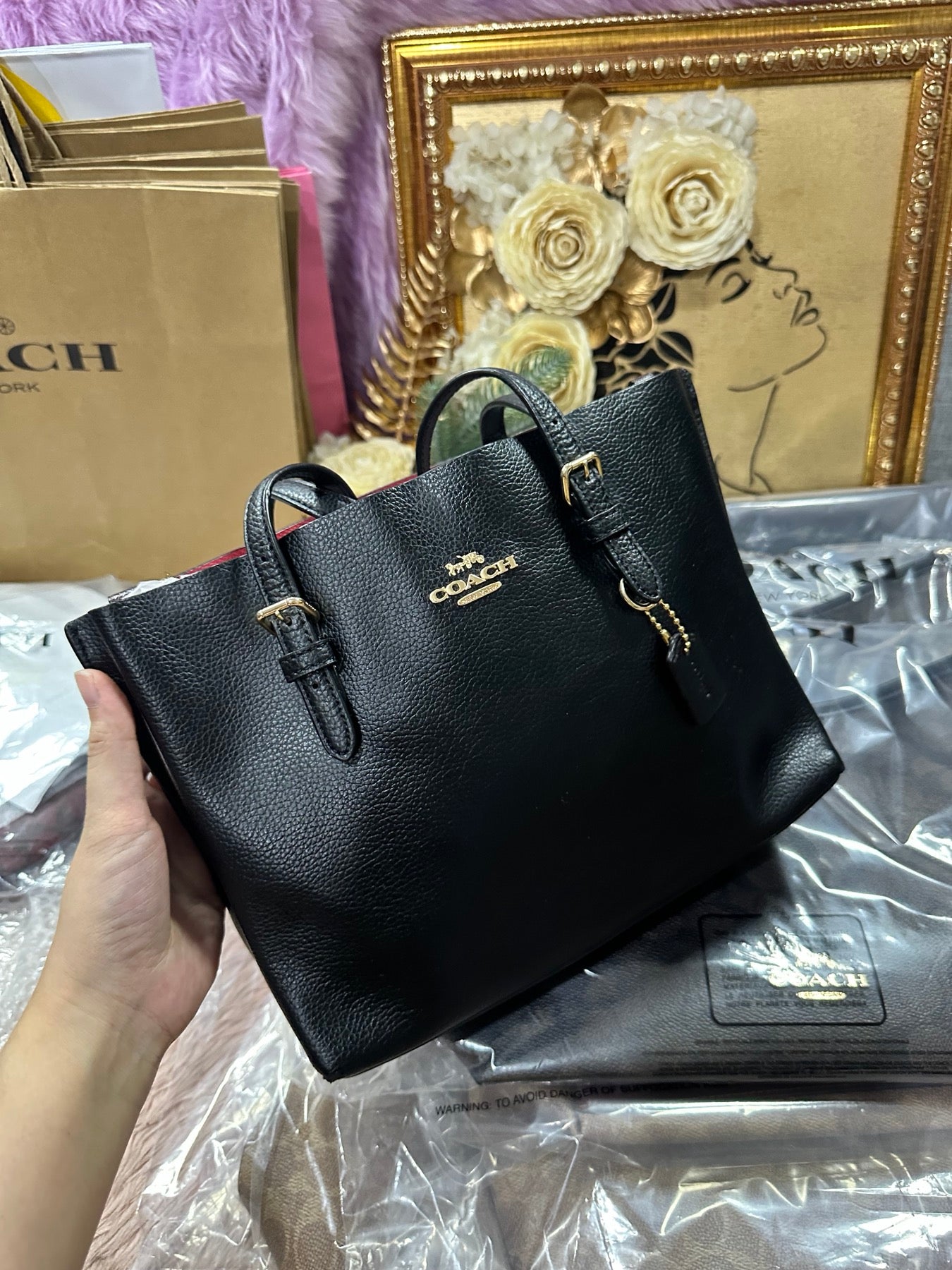 ORIG Preloved COACH Mollie Tote 25 Black Bag
