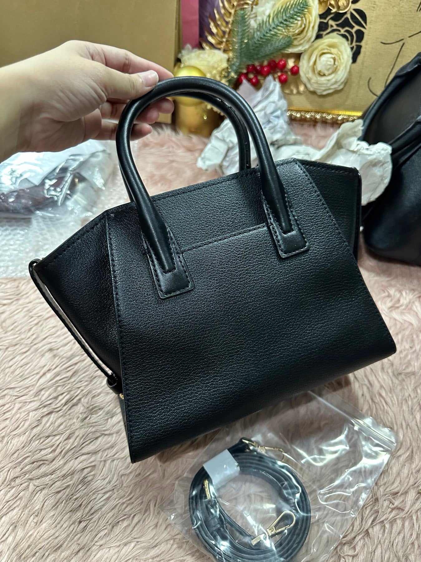 ORIG Preloved MICHAEL KORS MK Avril Small Satchel Black Bag