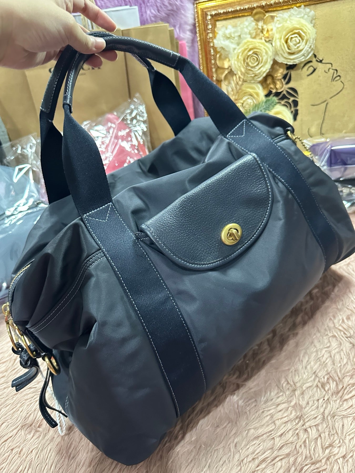 ORIG & IMPORTED RARE Coach Retail Cargo Weekender Nylon Large Travel Bag Black