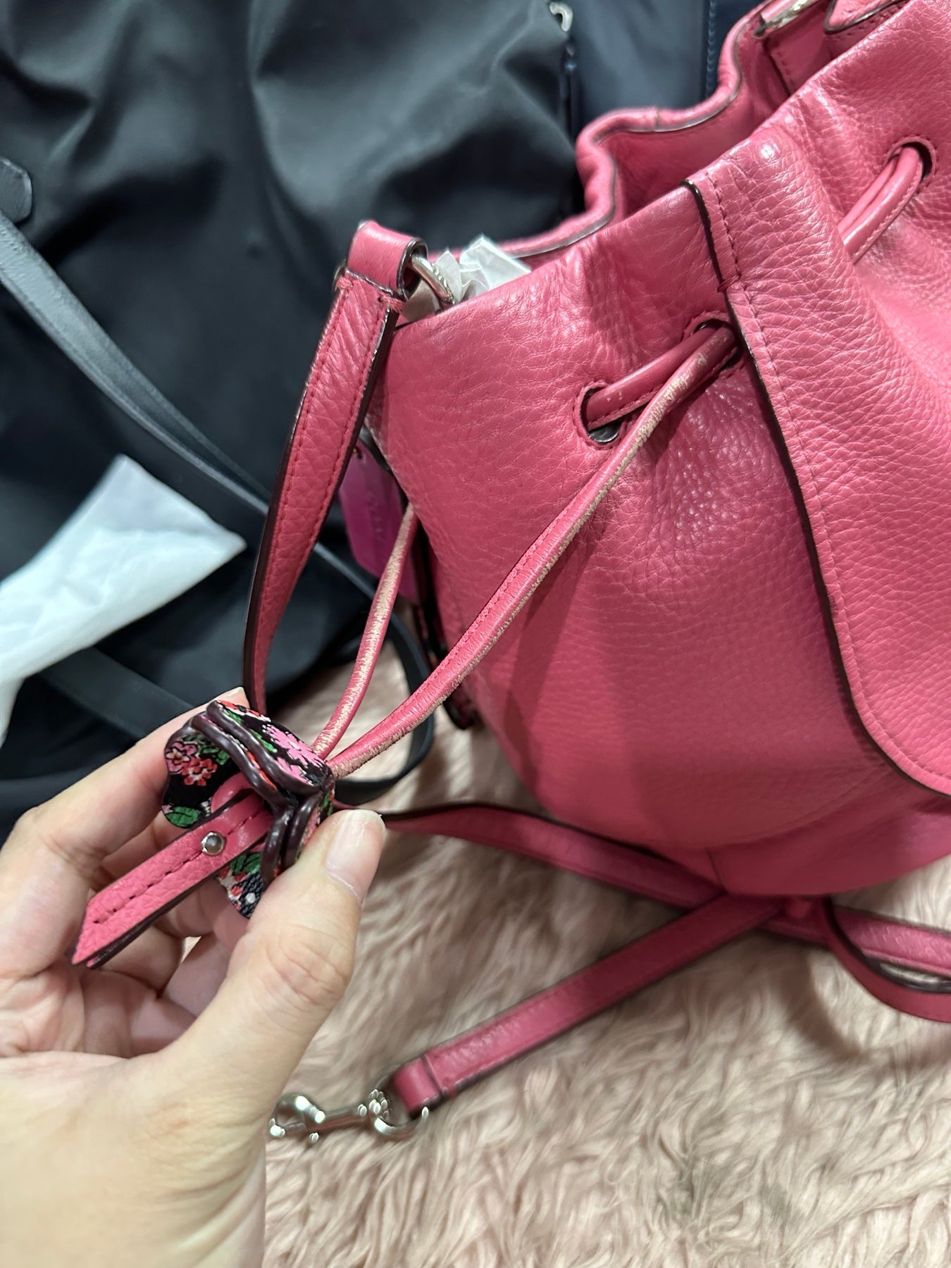 ORIG Preloved RARE Coach Drawstring Crossbody Petal Pink Bag