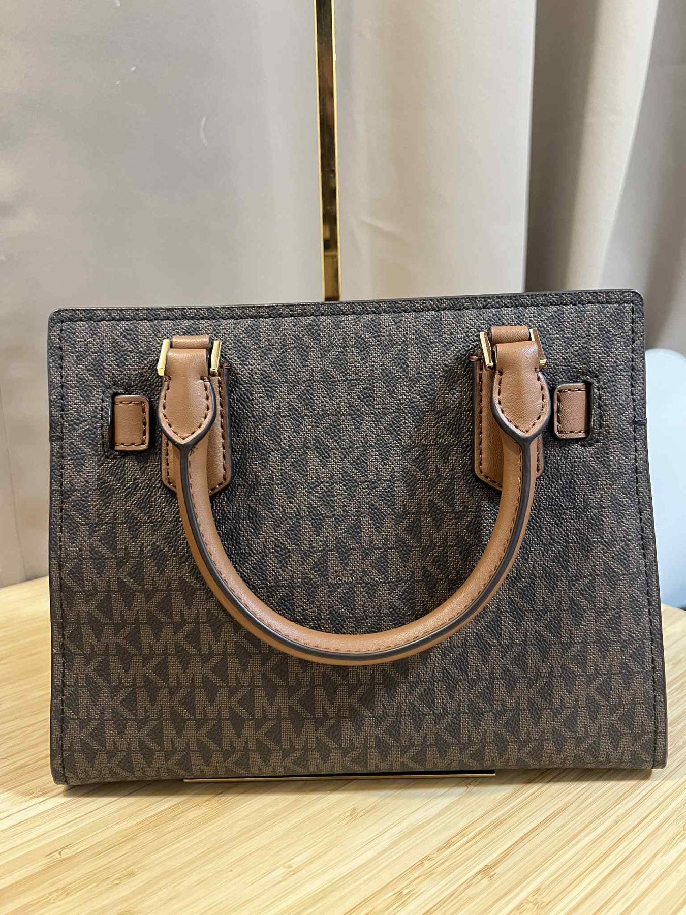 ORIG & IMPORTED MICHAEL KORS MK Hamilton Small Logo Satchel Brown Bag