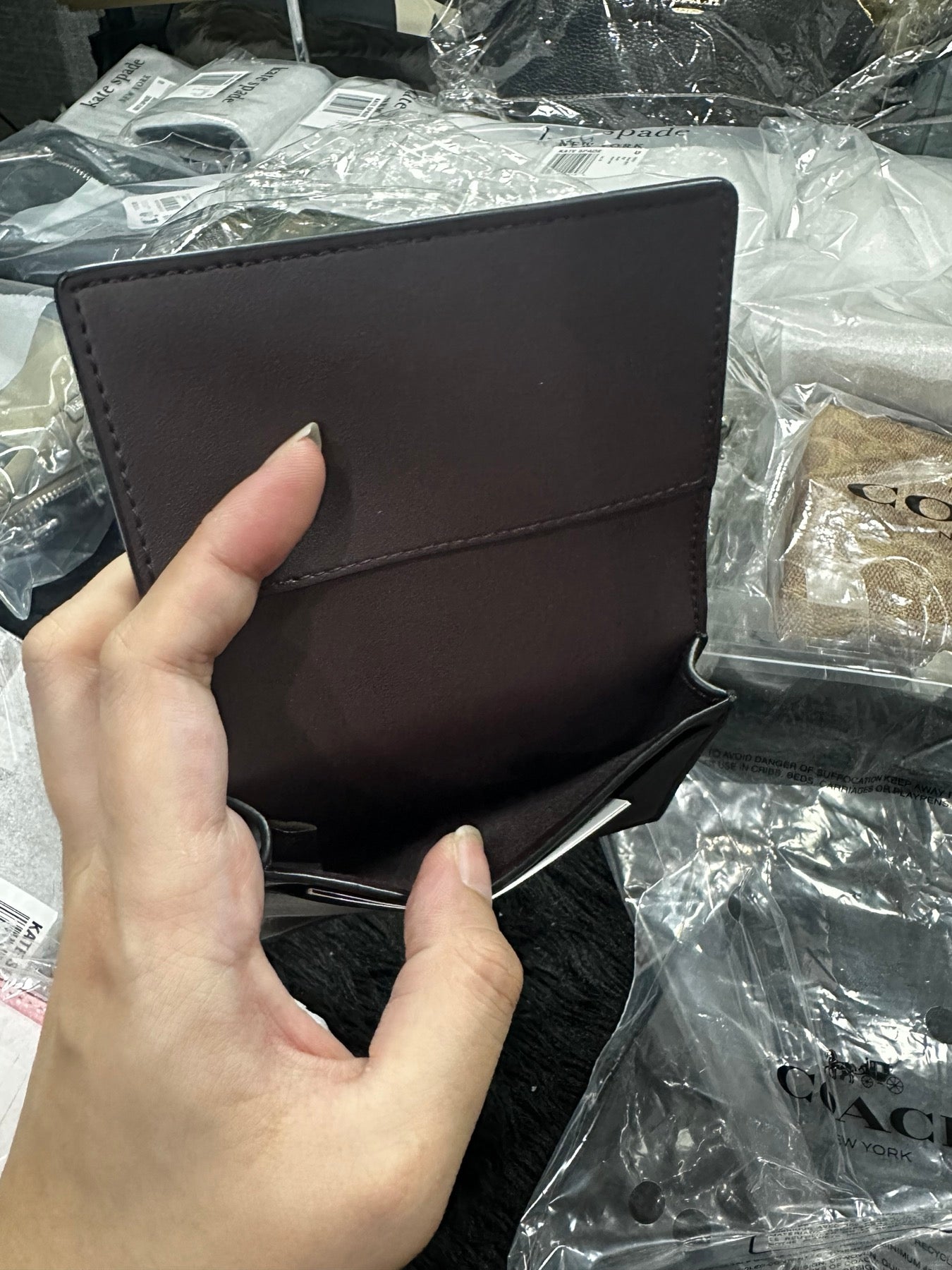 ORIG & IMPORTED Coach Business Card Case Signature Canvas Small Flap Brown Wallet