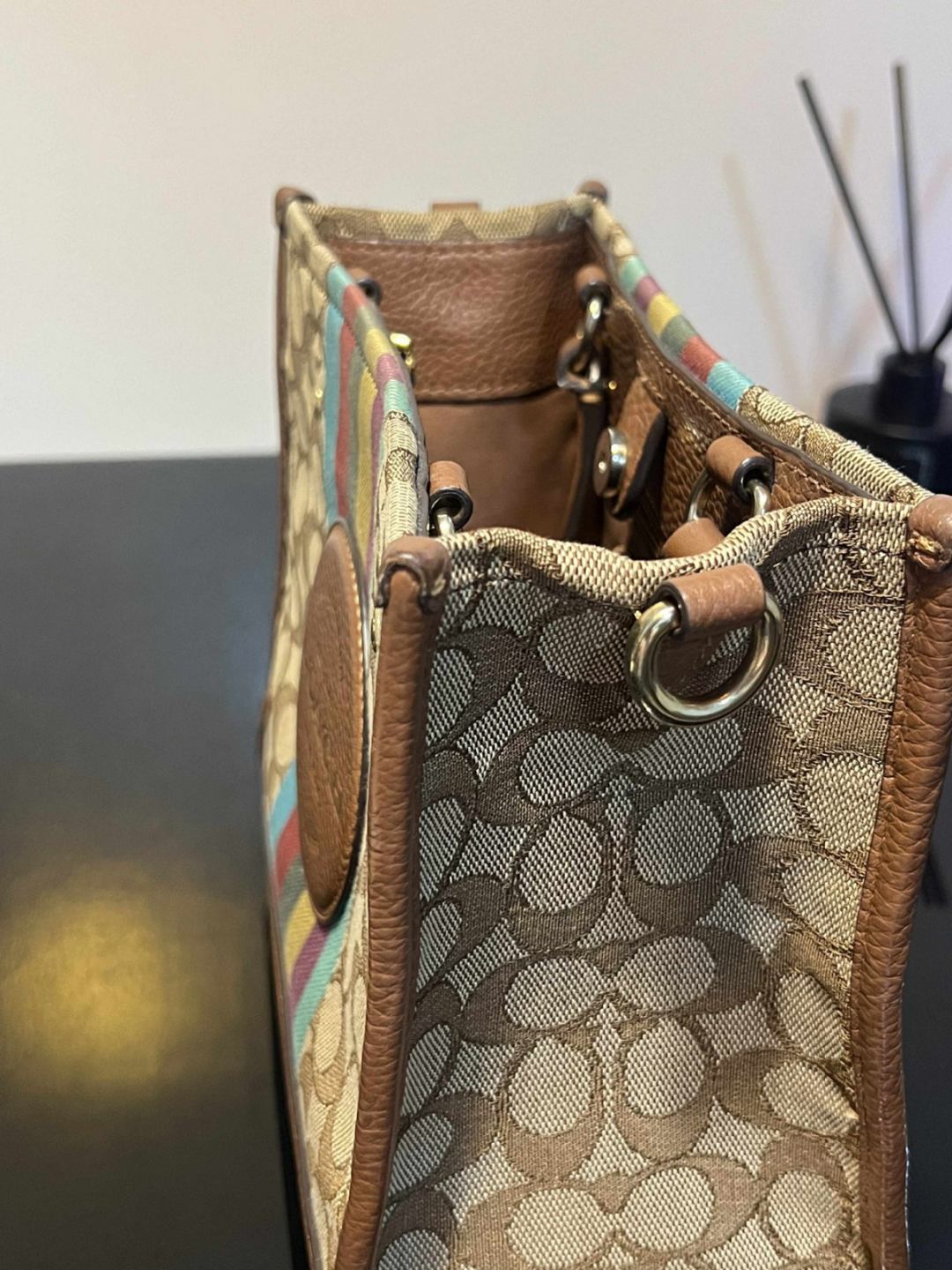 ORIG Preloved Coach Dempsey Tote 22 Small Brown Bag
