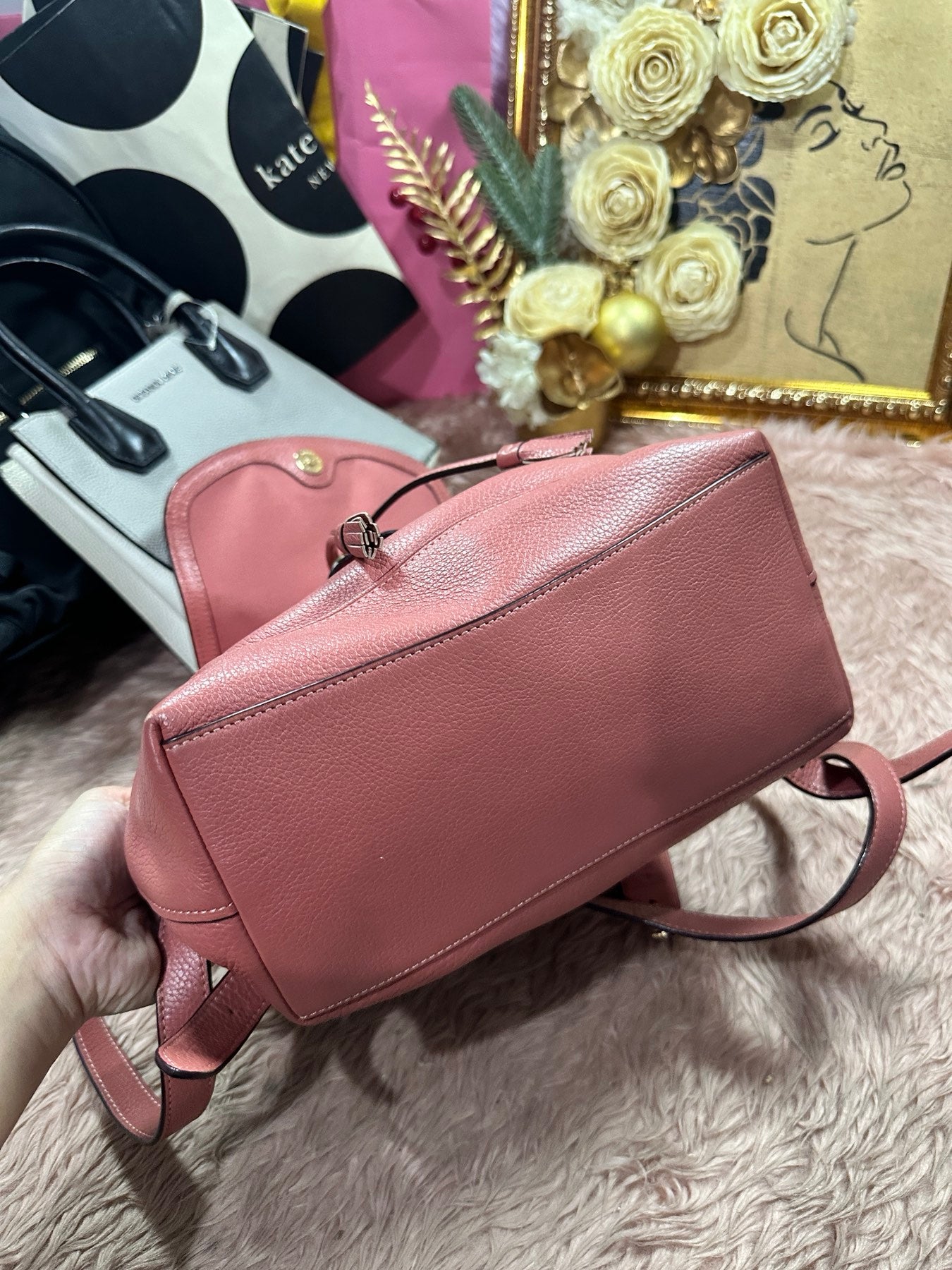 ORIG Preloved Coach Elle Medium Pink Backpack Bag