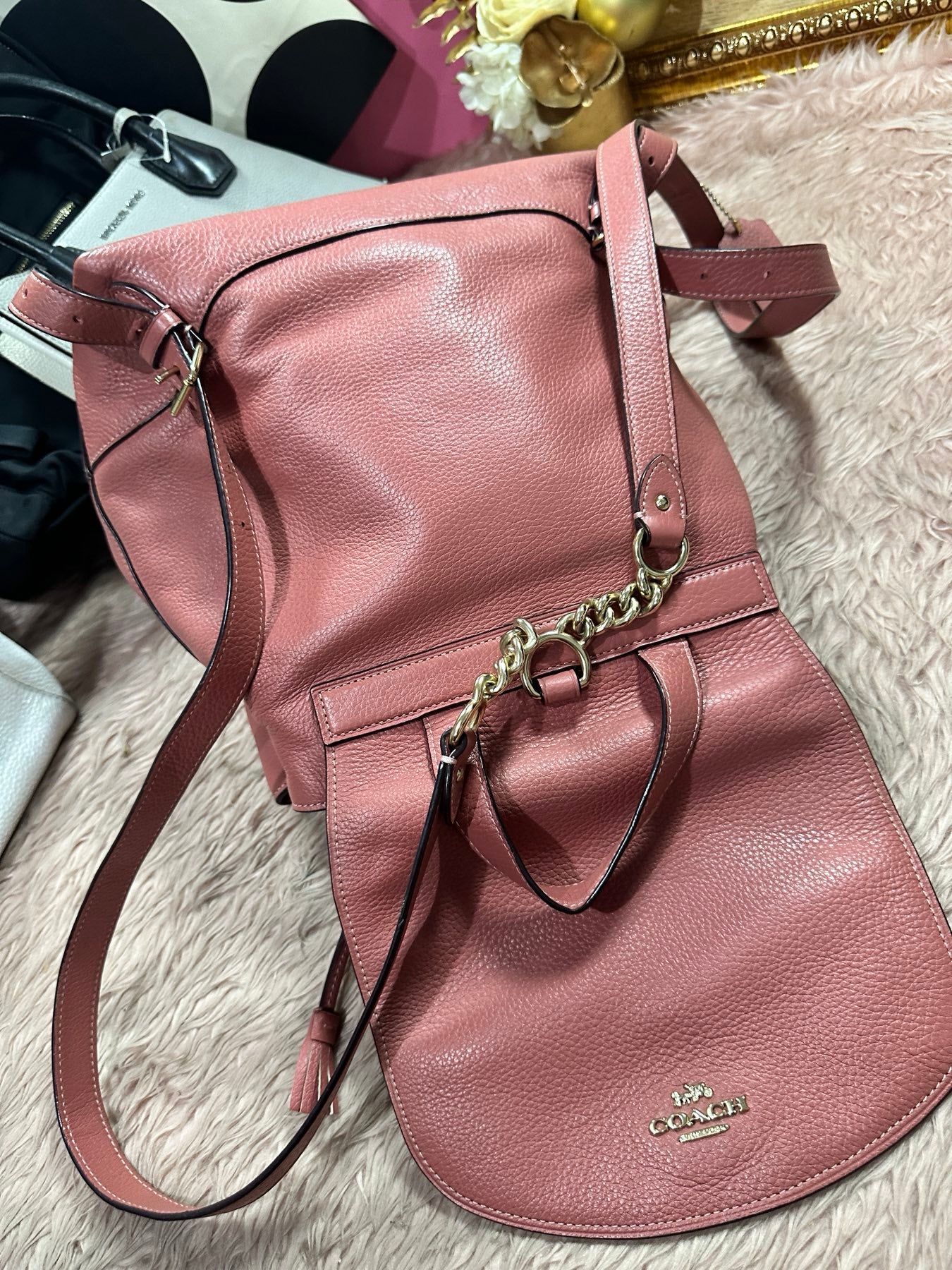 ORIG Preloved Coach Elle Medium Pink Backpack Bag