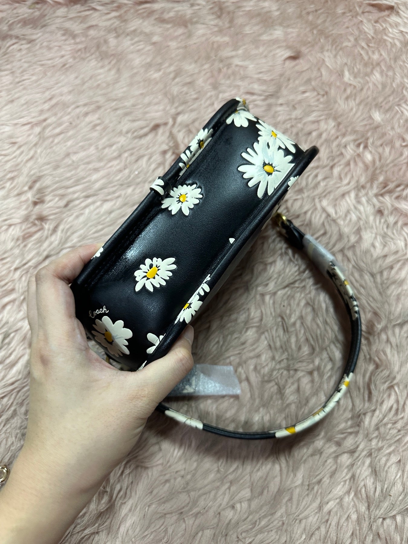 ORIG & IMPORTED Coach Swinger Bag 20 With Floral Print Small Black Bag