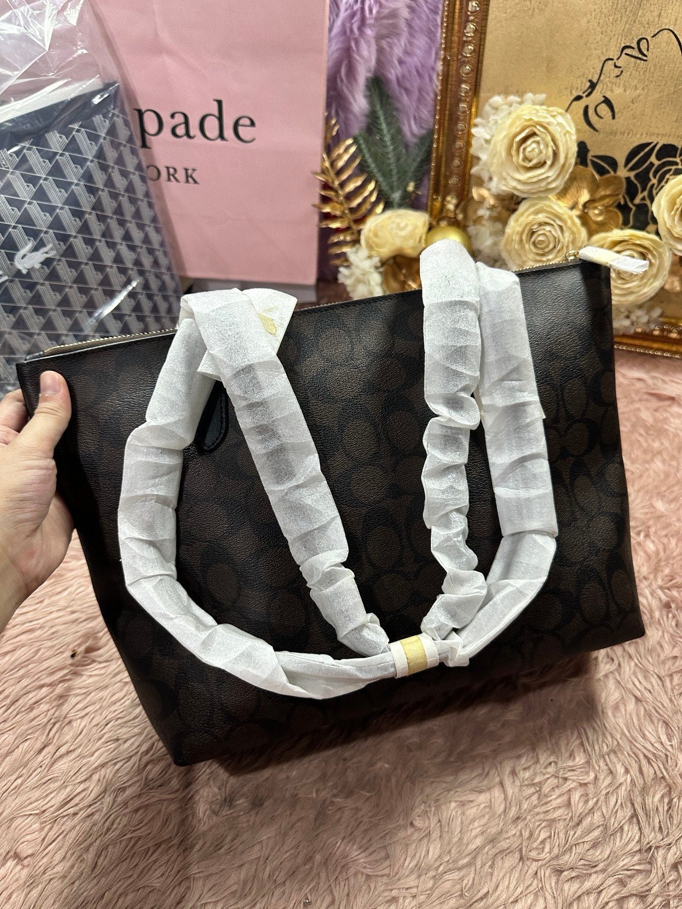 ORIG & IMPORTED Coach Zip Top Tote Large Brown Bag