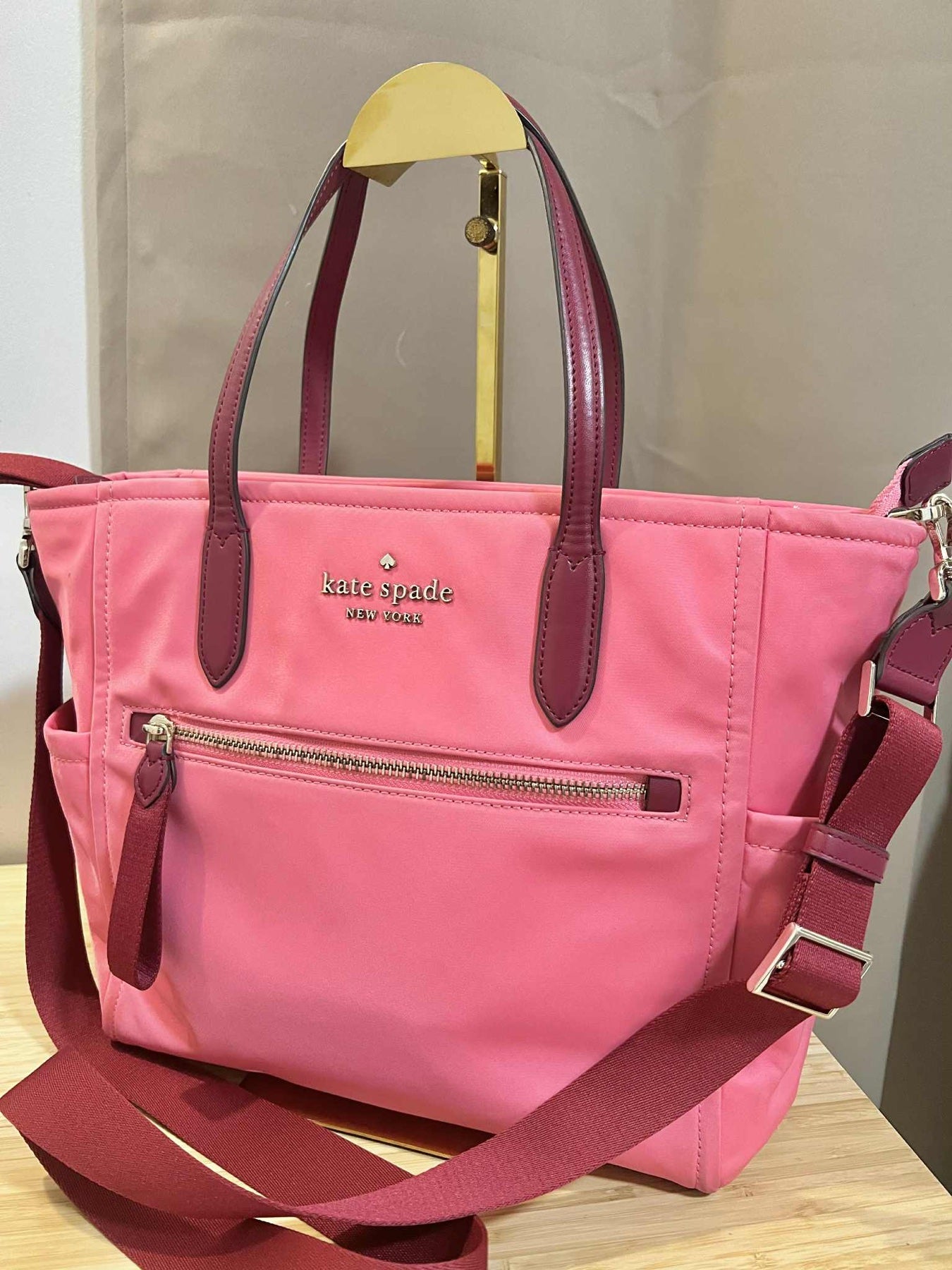 ORIG Preloved KATE SPADE KS Chelsea Medium Satchel Pink Nylon Bag