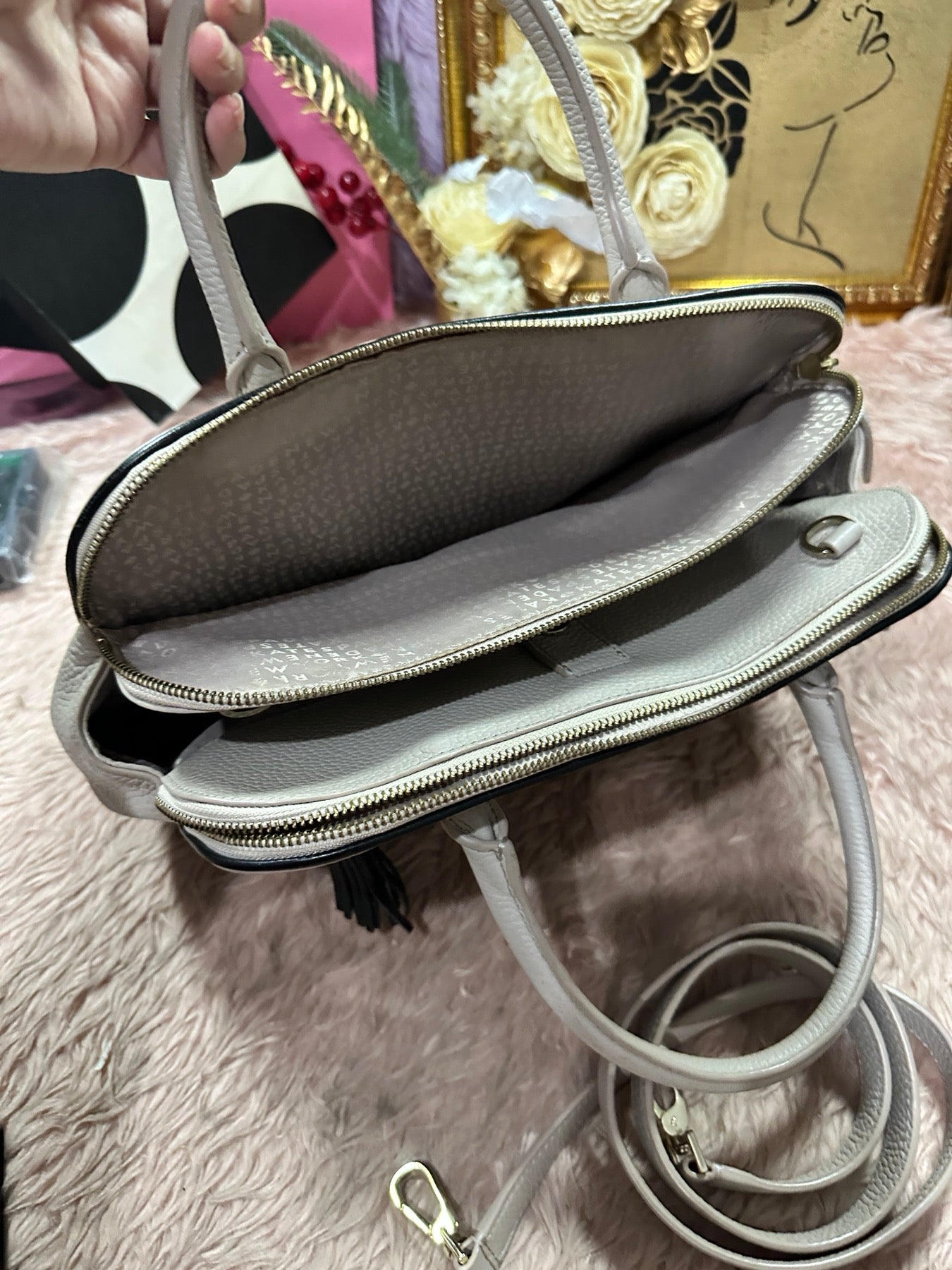 ORIG Preloved KATE SAPDE KS Kalen Chester Street Satchel Triple Compartment Taupe Bag