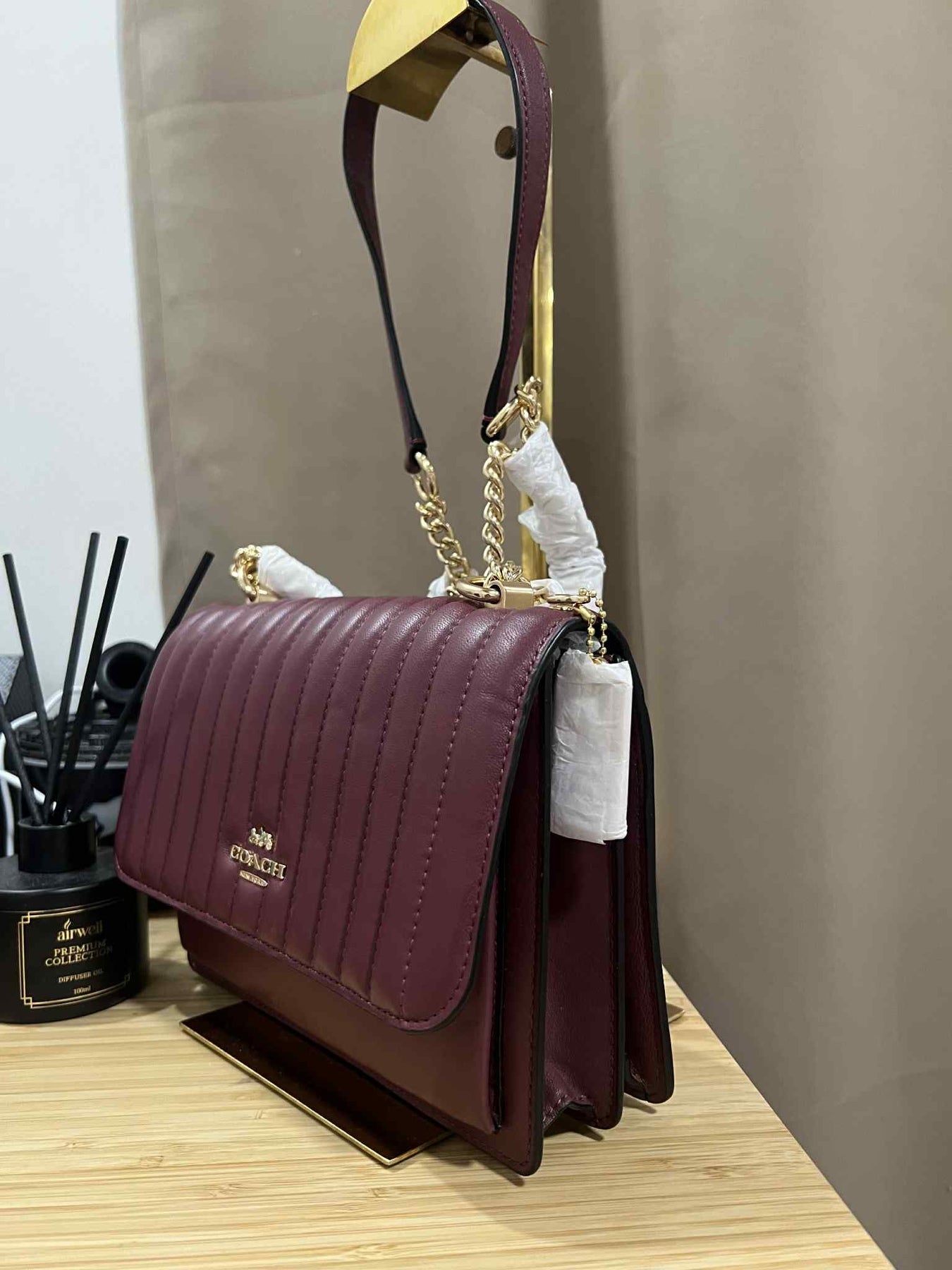 ORIG & IMPORTED RARE COACH Klare Crossbody Quilted Bag Mauve Red Maroon