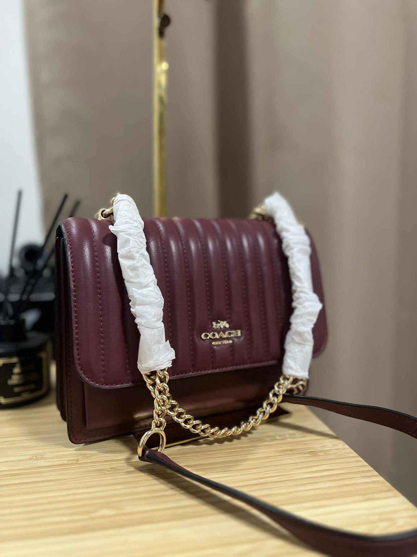 ORIG & IMPORTED RARE COACH Klare Crossbody Quilted Bag Mauve Red Maroon