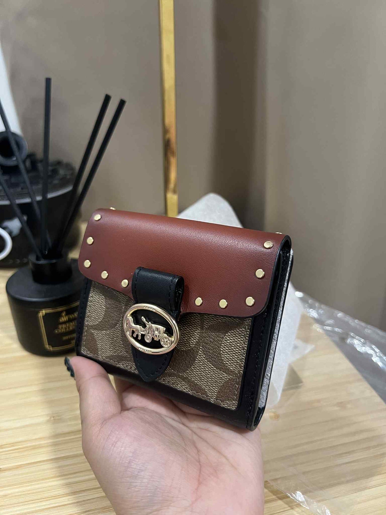 ORIG & IMPORTED COACH Georgie Small Wallet In Colorblock Signature Canvas With Rivets