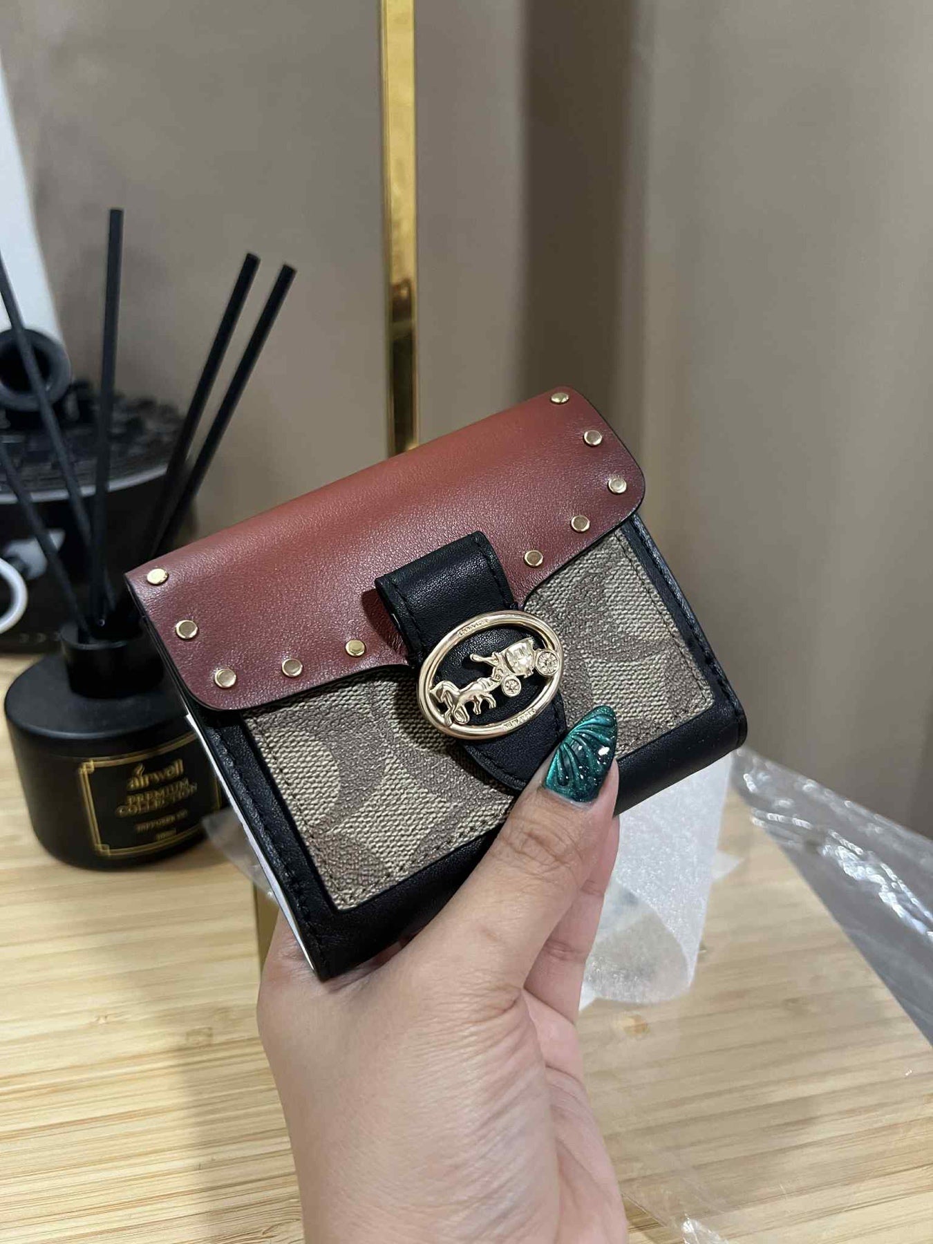 ORIG & IMPORTED COACH Georgie Small Wallet In Colorblock Signature Canvas With Rivets