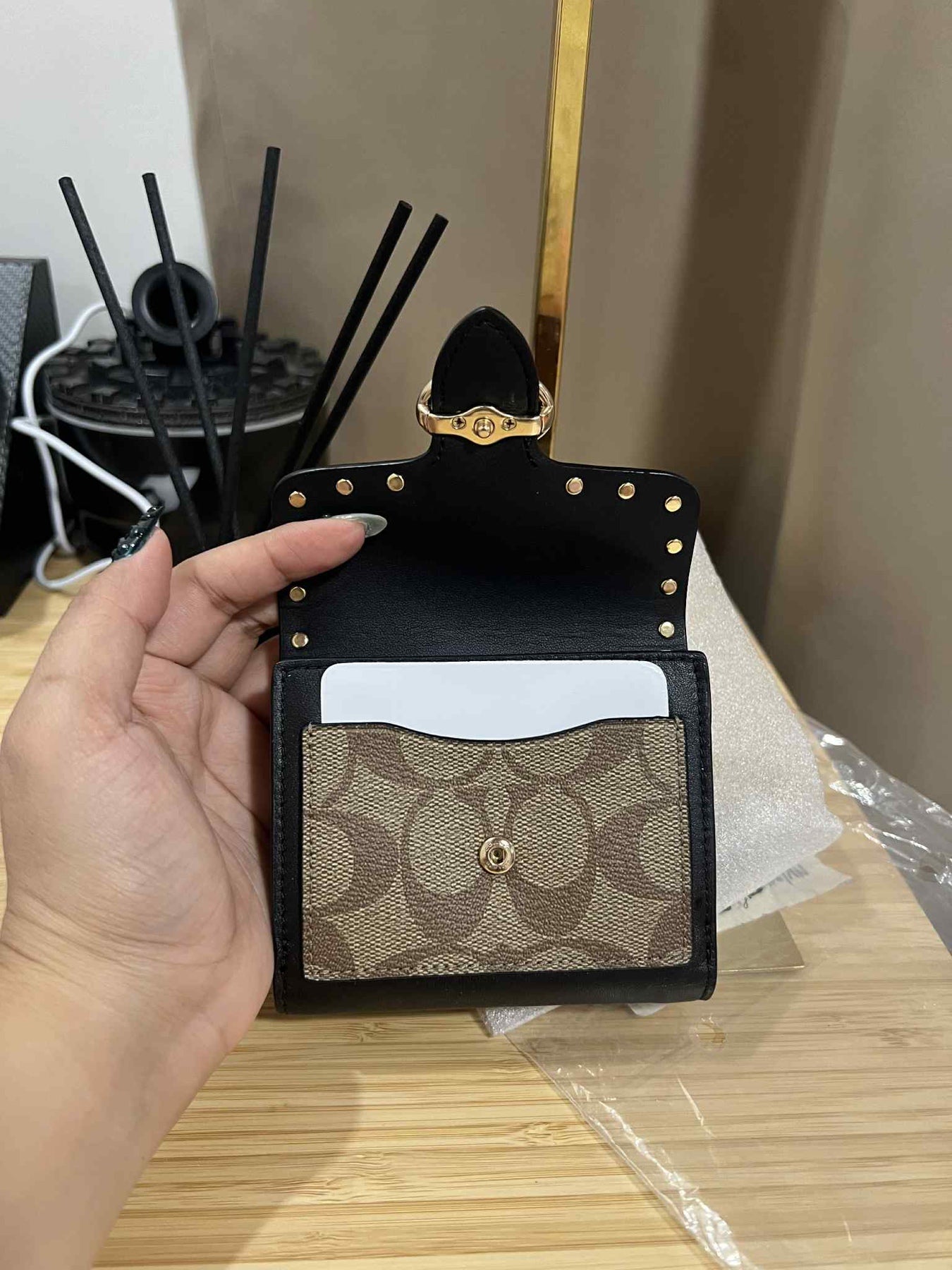 ORIG & IMPORTED COACH Georgie Small Wallet In Colorblock Signature Canvas With Rivets