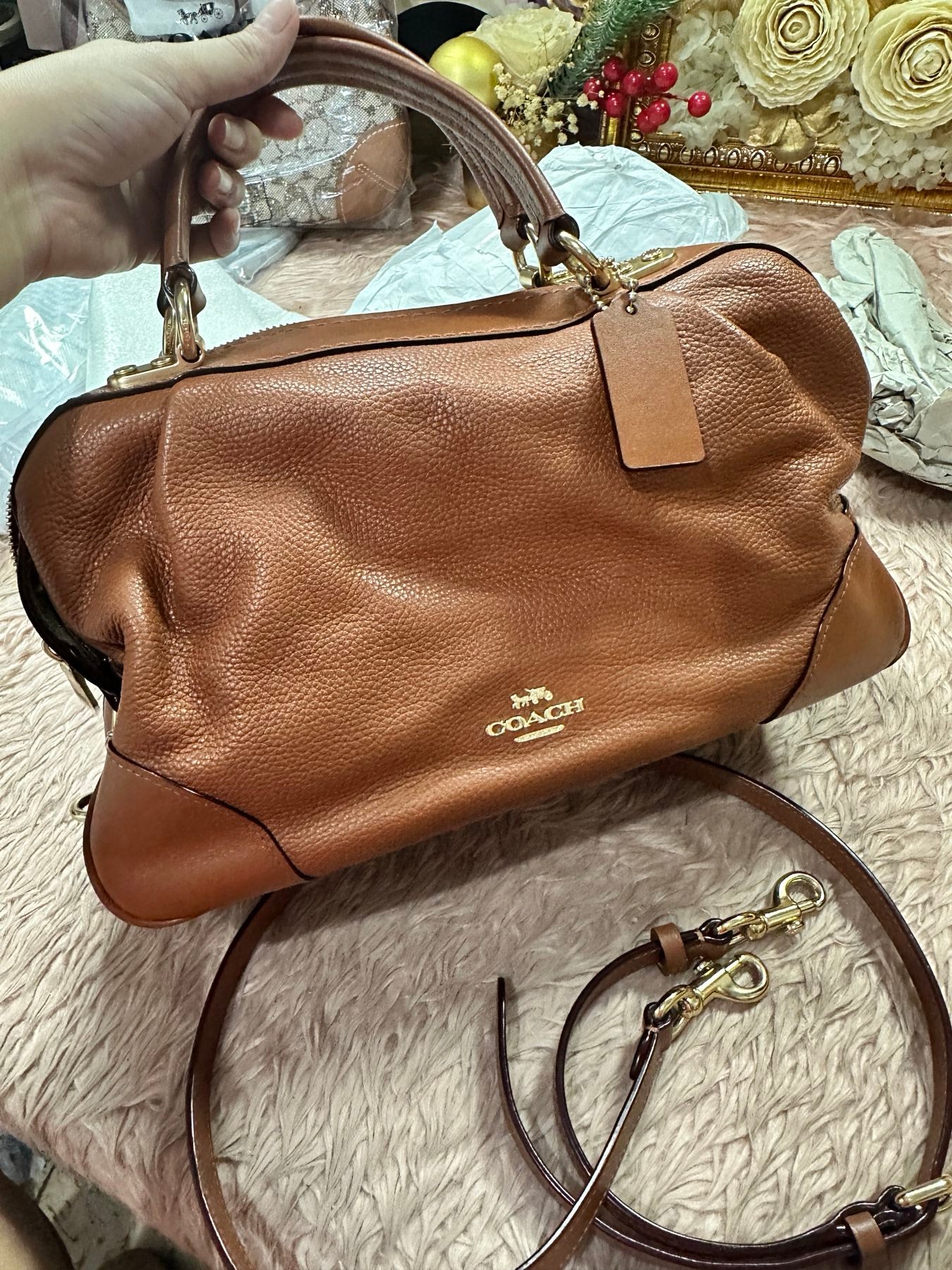 ORIG Preloved RARE COACH Lane Satchel Duffle Brown Bag
