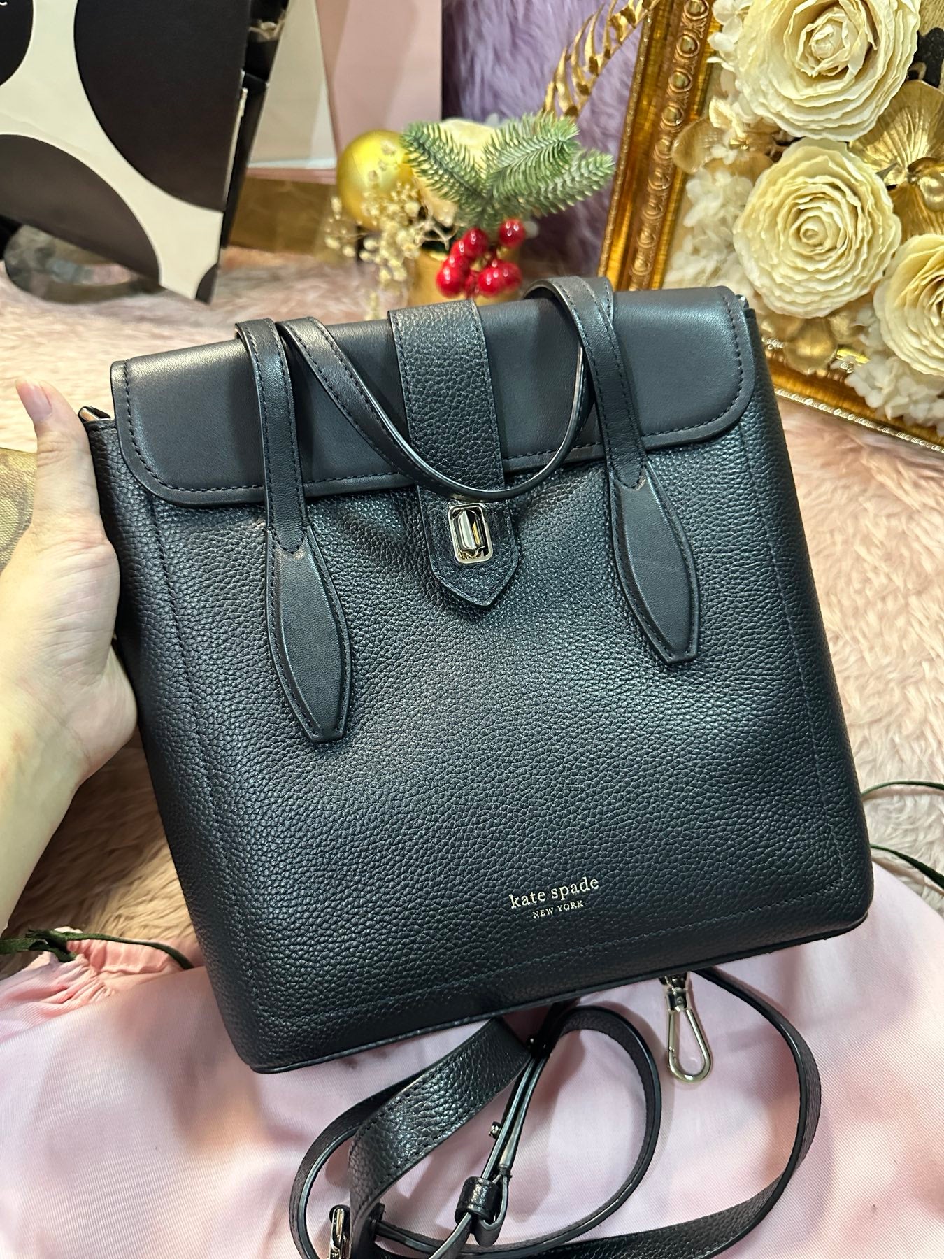 ORIG Preloved Kate Spade KS Retail Essential Medium North South Tote Black Bag