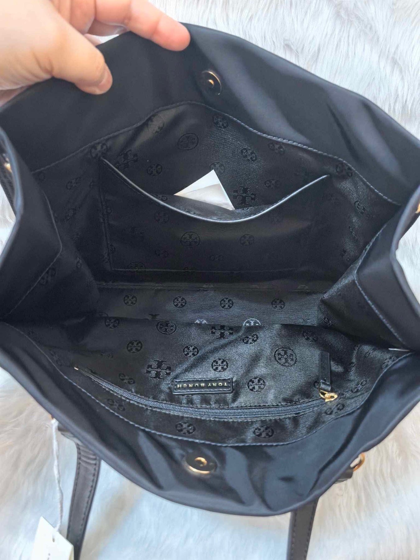 ORIG & IMPORTED Tory Burch TB Ella Small Nylon Tote Black Bag