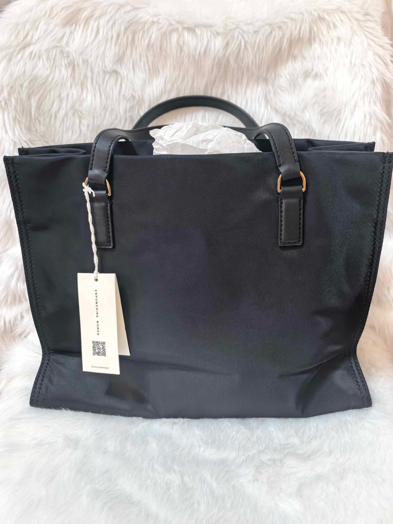 ORIG & IMPORTED Tory Burch TB Ella Small Nylon Tote Black Bag