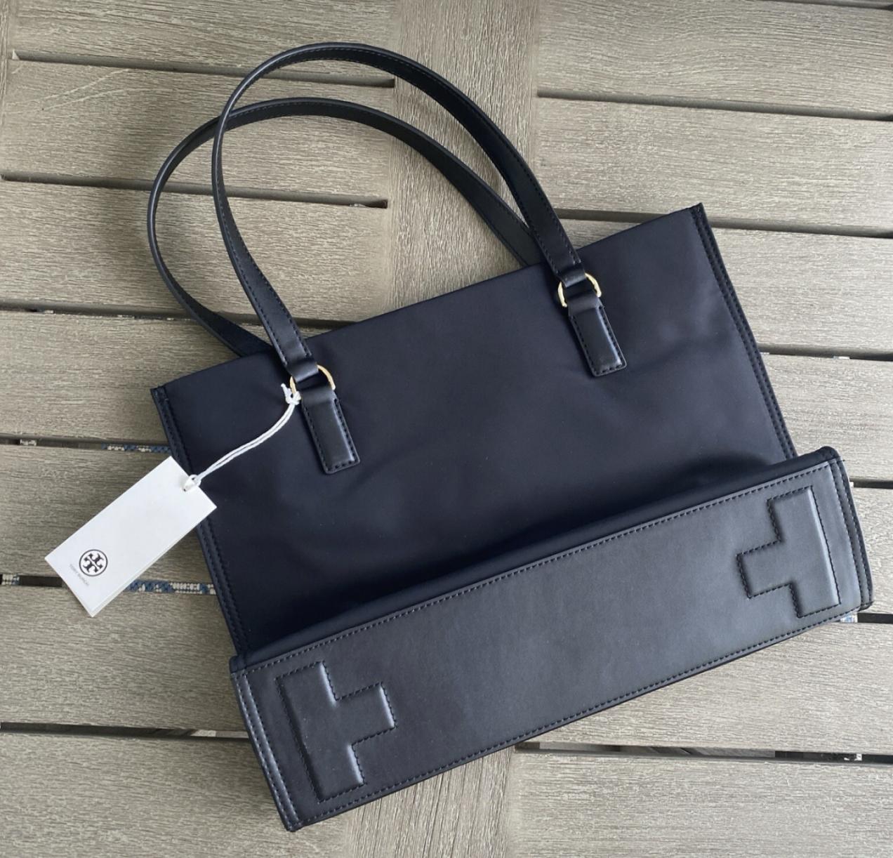 ORIG & IMPORTED Tory Burch TB Ella Small Nylon Tote Black Bag