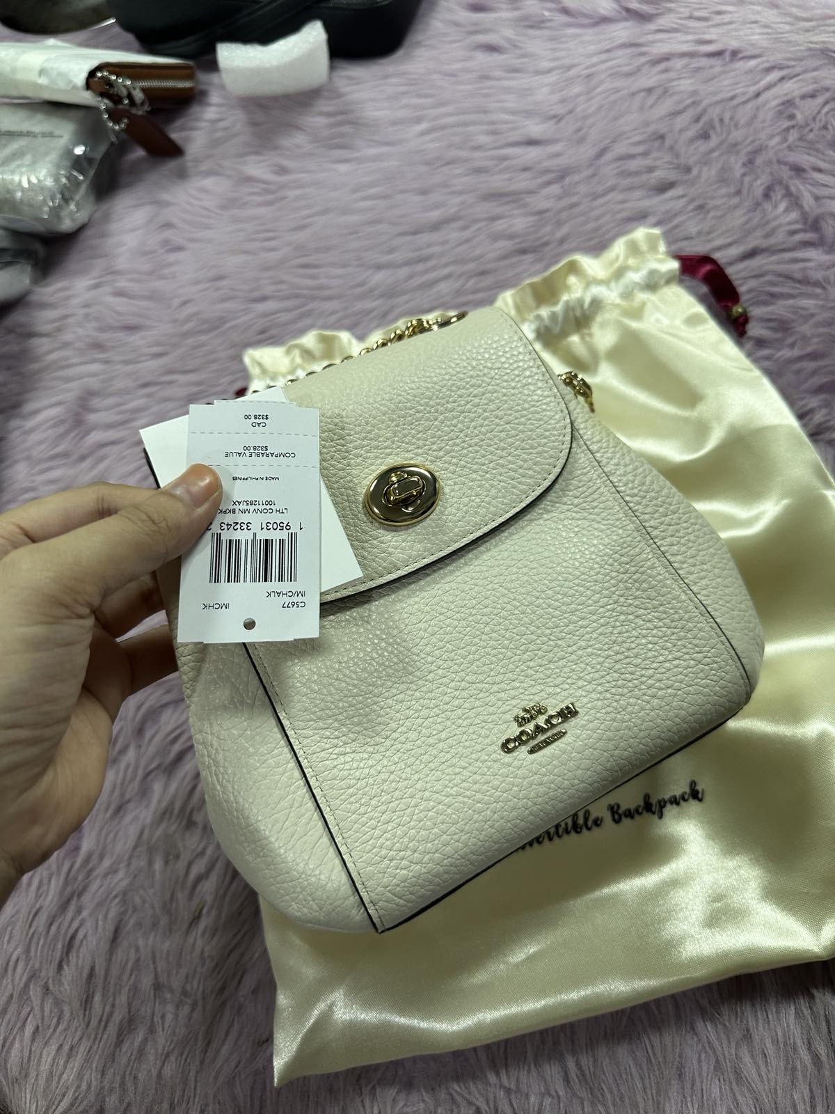 ORIG Preloved RARE Coach Convertible Backpack Small White Bag