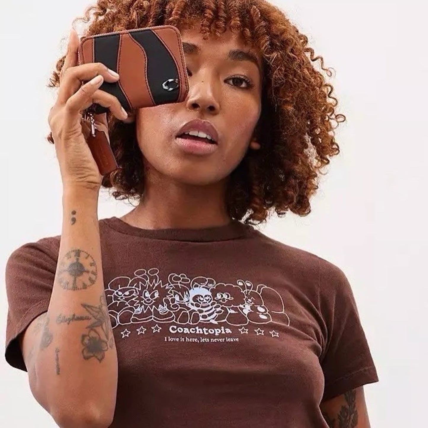 ORIG & IMPORTED Retail Coach Zip Around Black Wallet In Wavy Stripe Upcrafted Leather