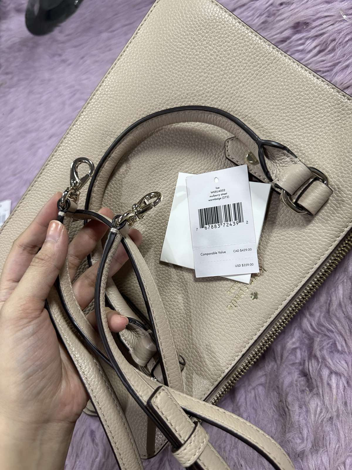 ORIG Preloved Kate Spade Mulberry Street Lise Satchel Taupe Bag