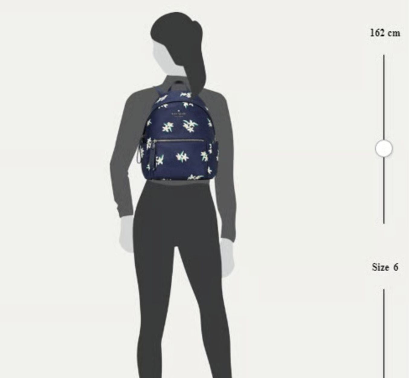 ORIG Preloved Kate Spade KS Chelsea Medium Backpack Nylon Floral Navy Blue Bag