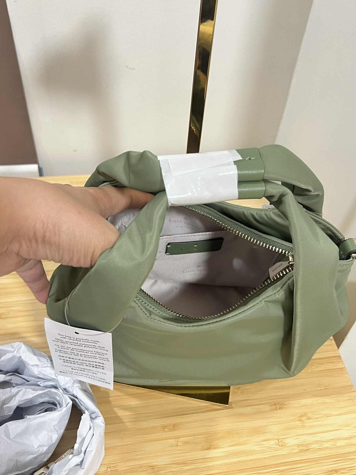 ORIG & IMPORTED KateSpade KS Carter Nylon Small Pleated Crossbody Green Bag