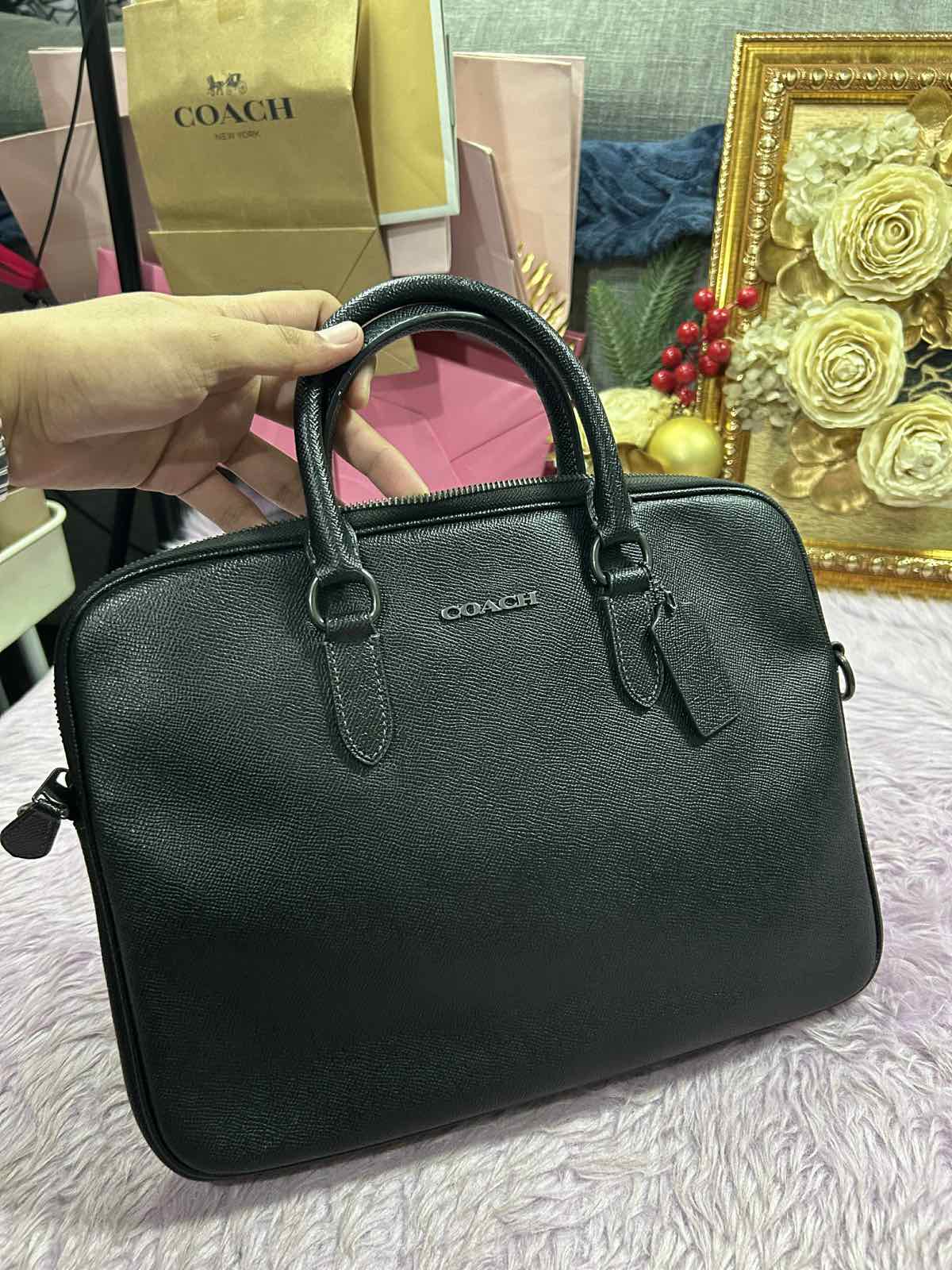 ORIG Preloved Coach Liam Compact Briefcase Laptop Black Men's bag